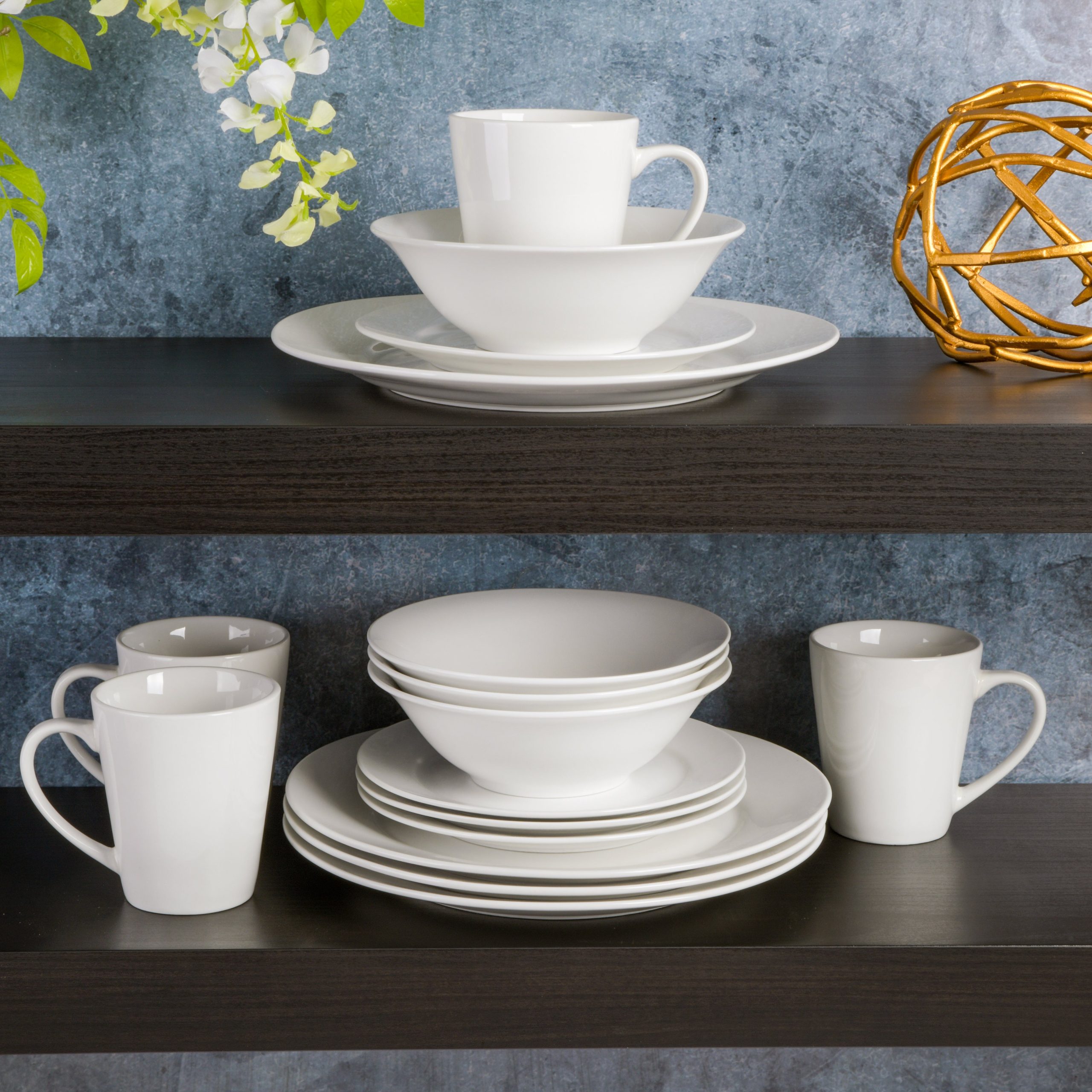Gibson Home Noble Court 16-Piece Dinnerware Set, Service for 4, Bowls and Dinner Plates - Image 4