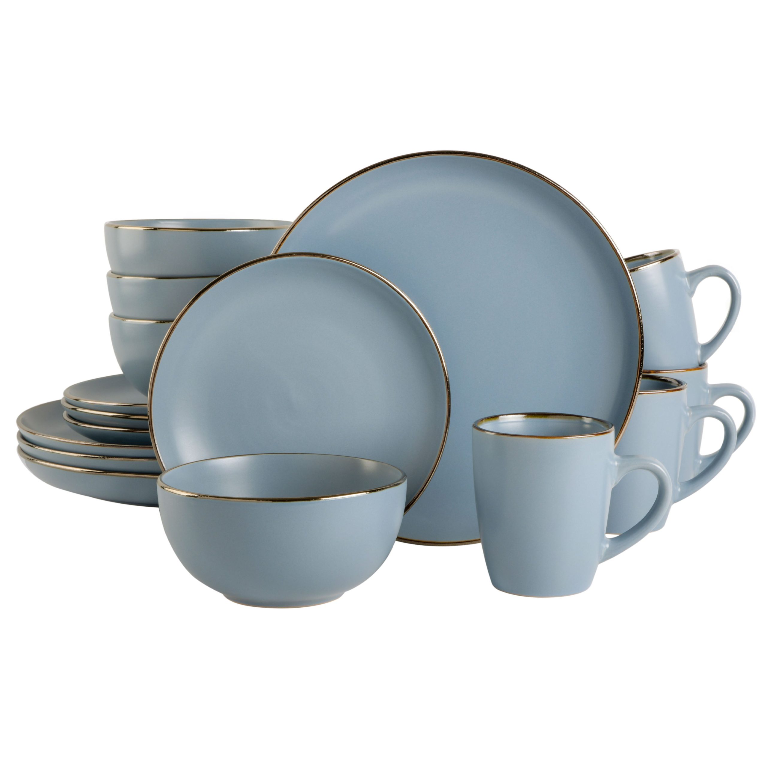 Gibson Home Rockaway Gold 16-Piece Stoneware Dinnerware Set - Image 7