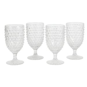 Martha Stewart Chauncey 4-Pack 14.2 oz Hobnail Handmade Glass Goblet