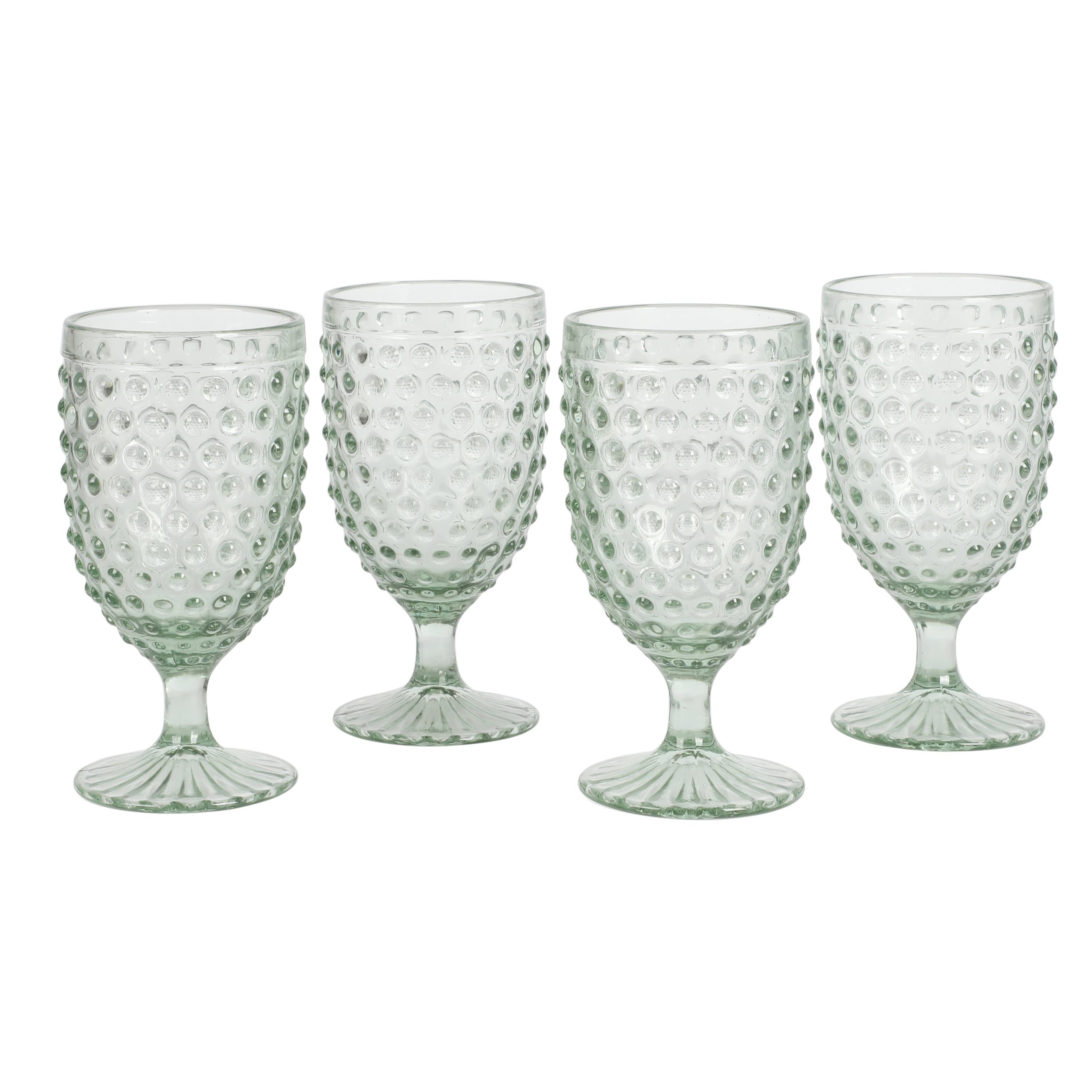 Martha Stewart Chauncey 4-Pack 14.2 oz Hobnail Handmade Glass Goblet - Image 2