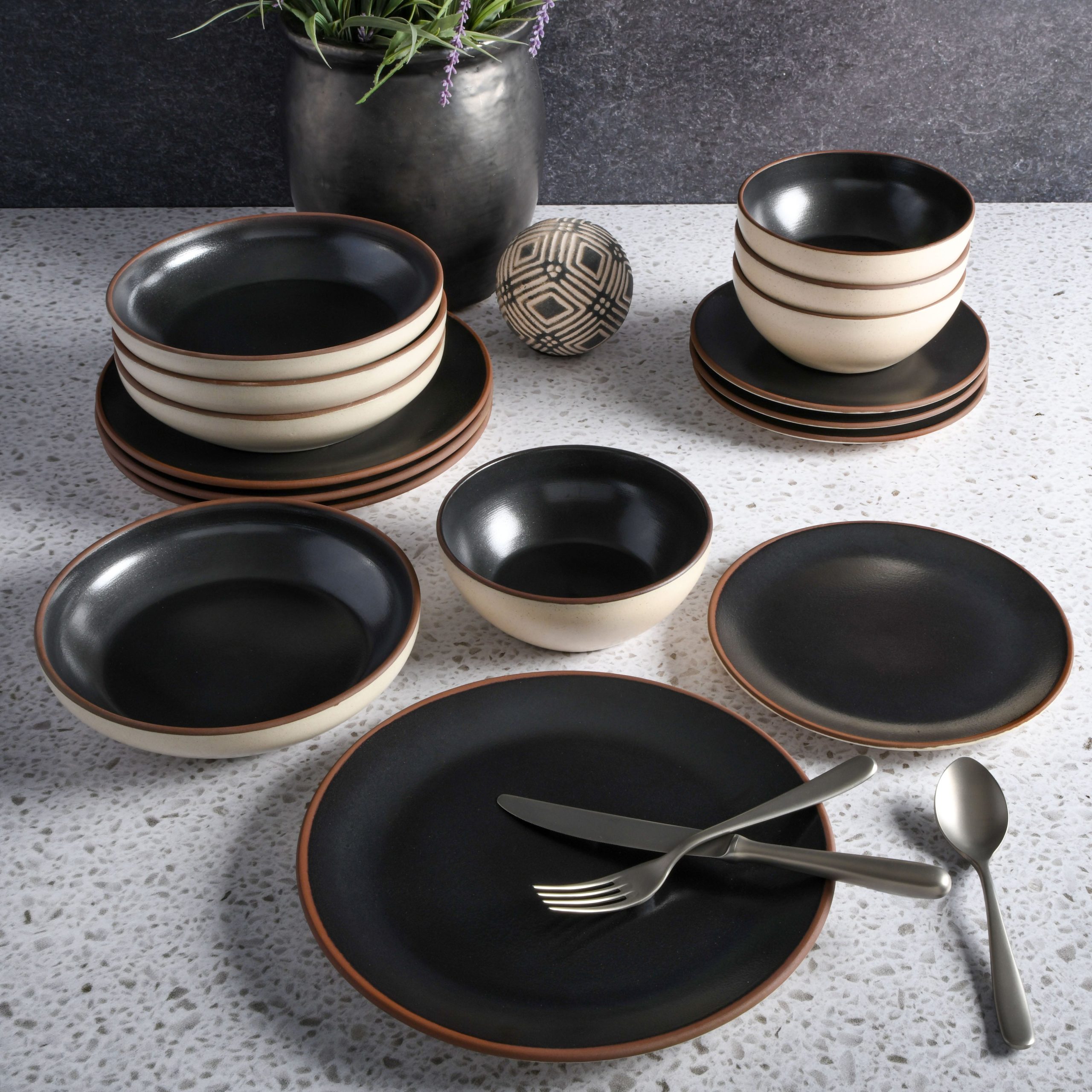 Gibson Elite Contempo Classic 16-Piece Double Bowl Terracotta Dinnerware Set - Image 4