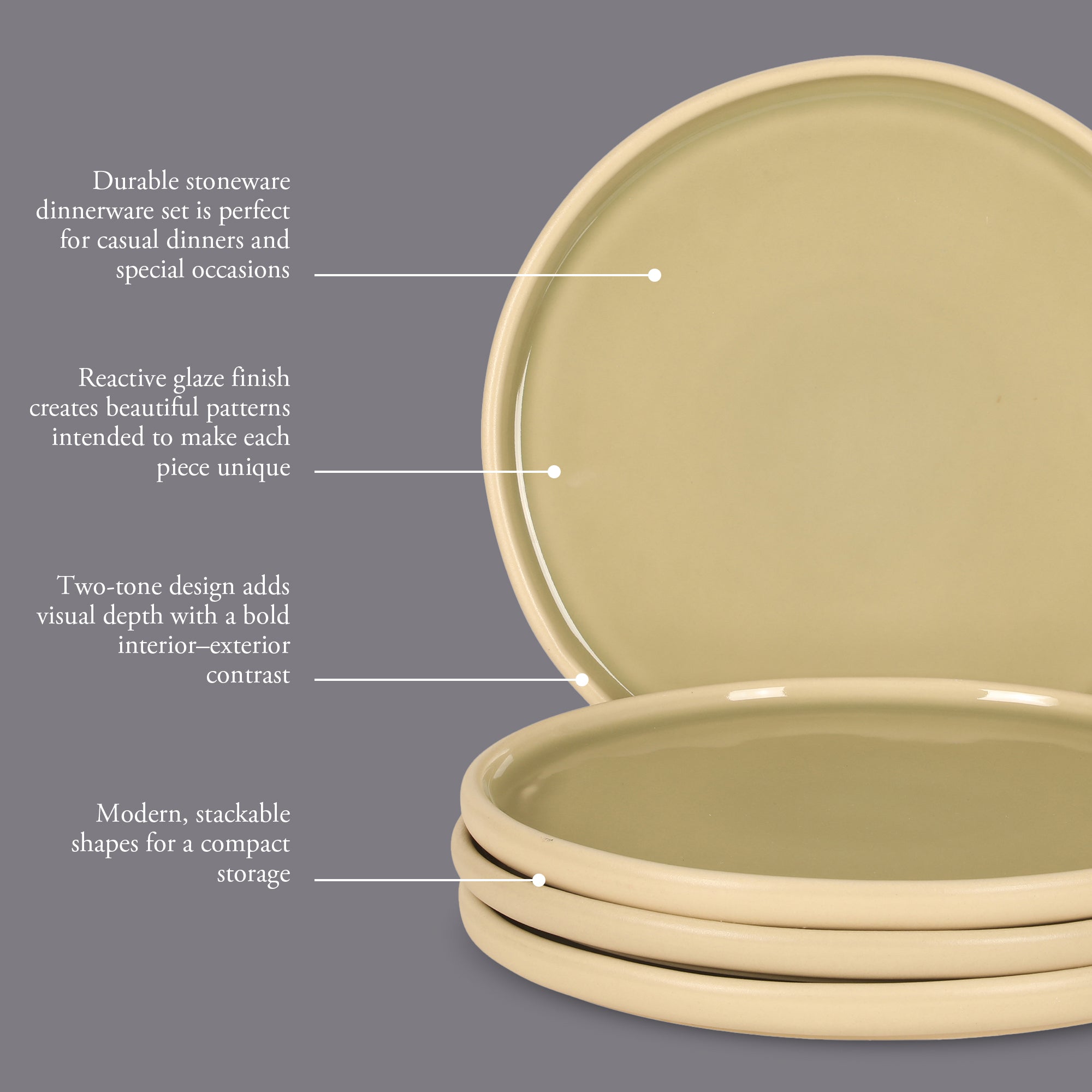 Gibson Elite - Made in Portugal - Port Gaia 10.2 Inch Dinner Plates Set of 4 - Reactive Glaze Dish Set - Image 15