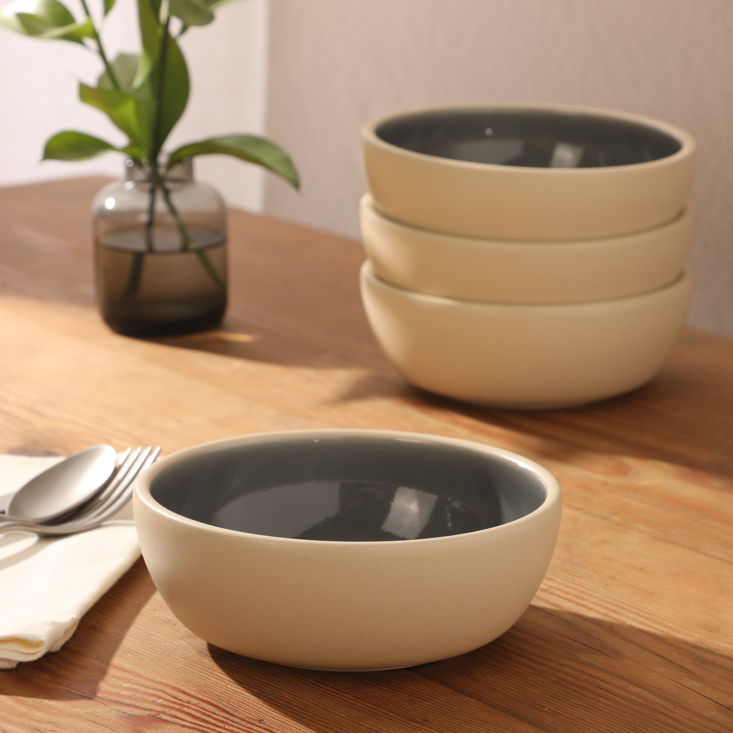 Gibson Elite - Made in Portugal - Port Gaia 4 Piece Cereal Bowl Set, 6.2” Stoneware Bowls, Reactive Glaze Finish, Soup, Dessert & Snack Bowls, Microwave & Dishwasher Safe - Image 2