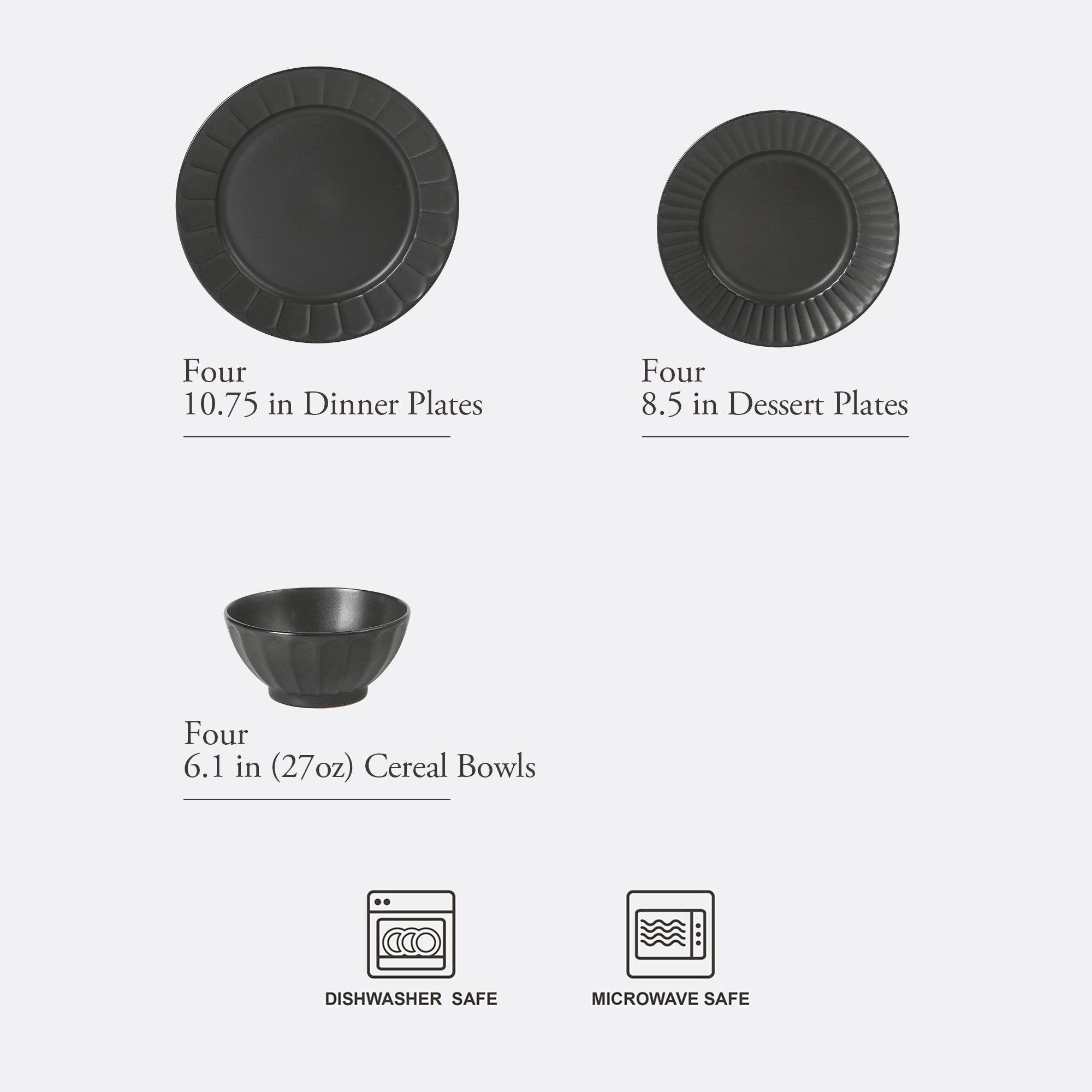 Gibson Elite Winchester Way 12-Piece Embossed Stoneware Dinnerware Set – Reactive Matte Glaze, Durable Lightweight-Tech Plates & Bowls, Everyday Dish Set, Microwave & Dishwasher Safe – Off-White - Image 9