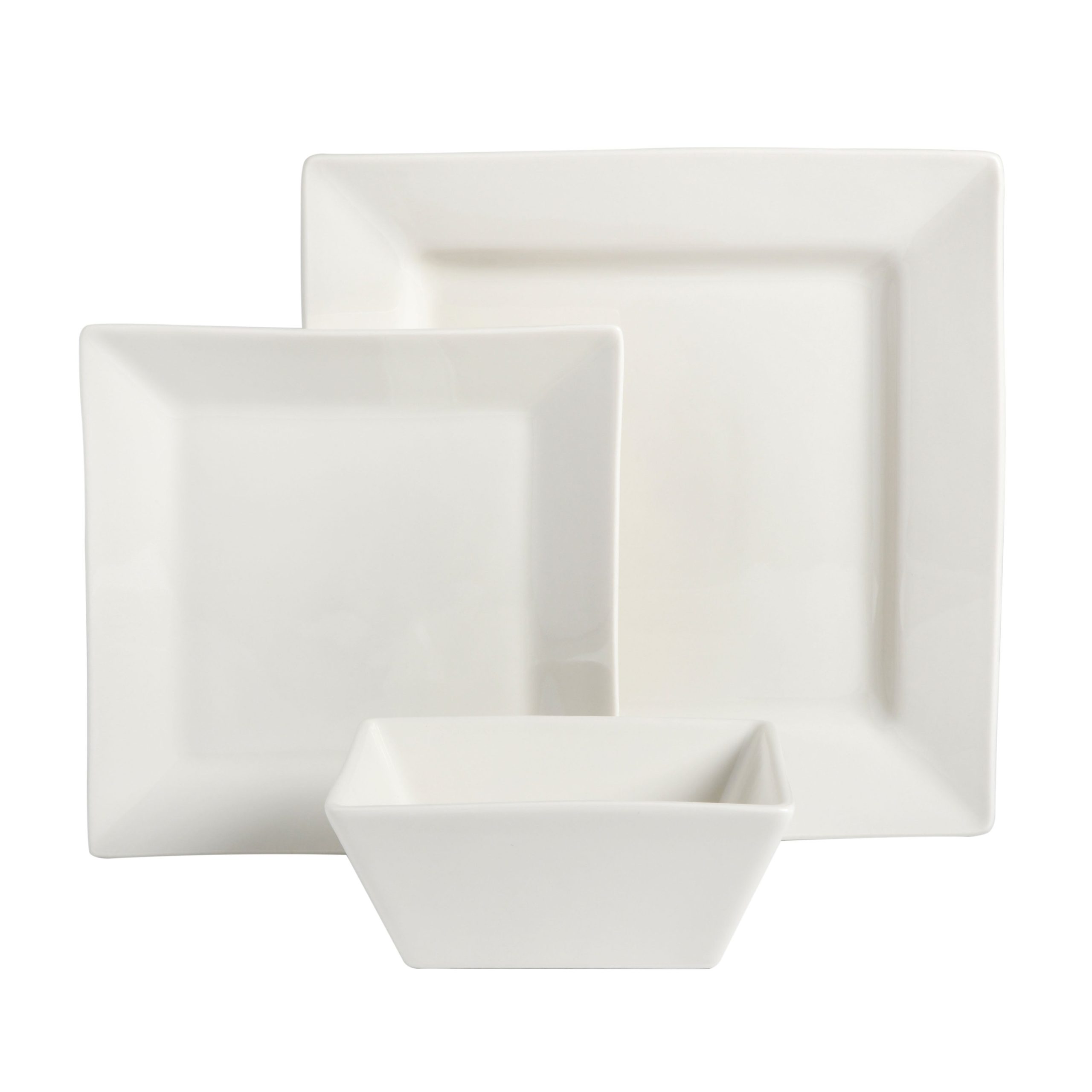 Gibson Home Everyday Hard Square 12-Piece Fine Ceramic Dinnerware Set - Image 4