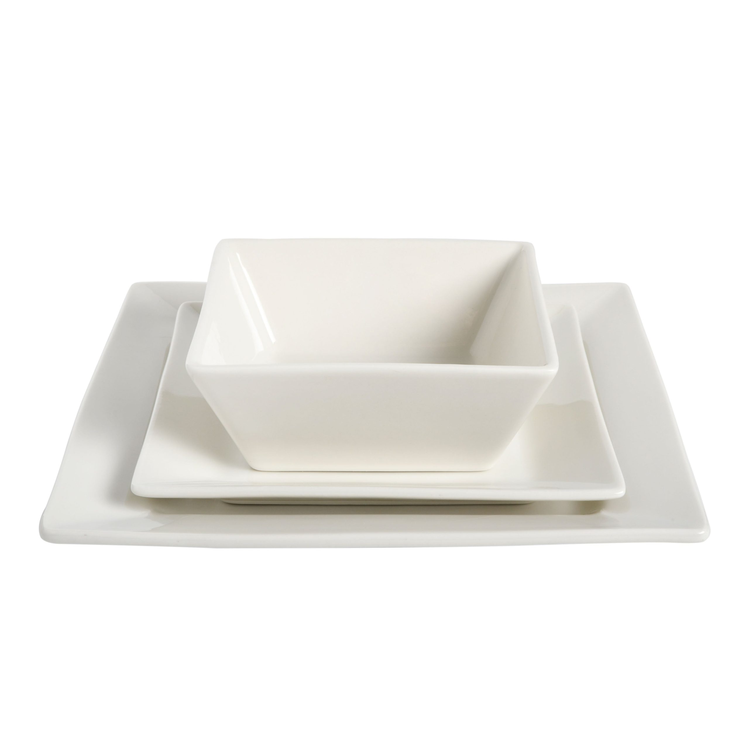 Gibson Home Everyday Hard Square 12-Piece Fine Ceramic Dinnerware Set - Image 5