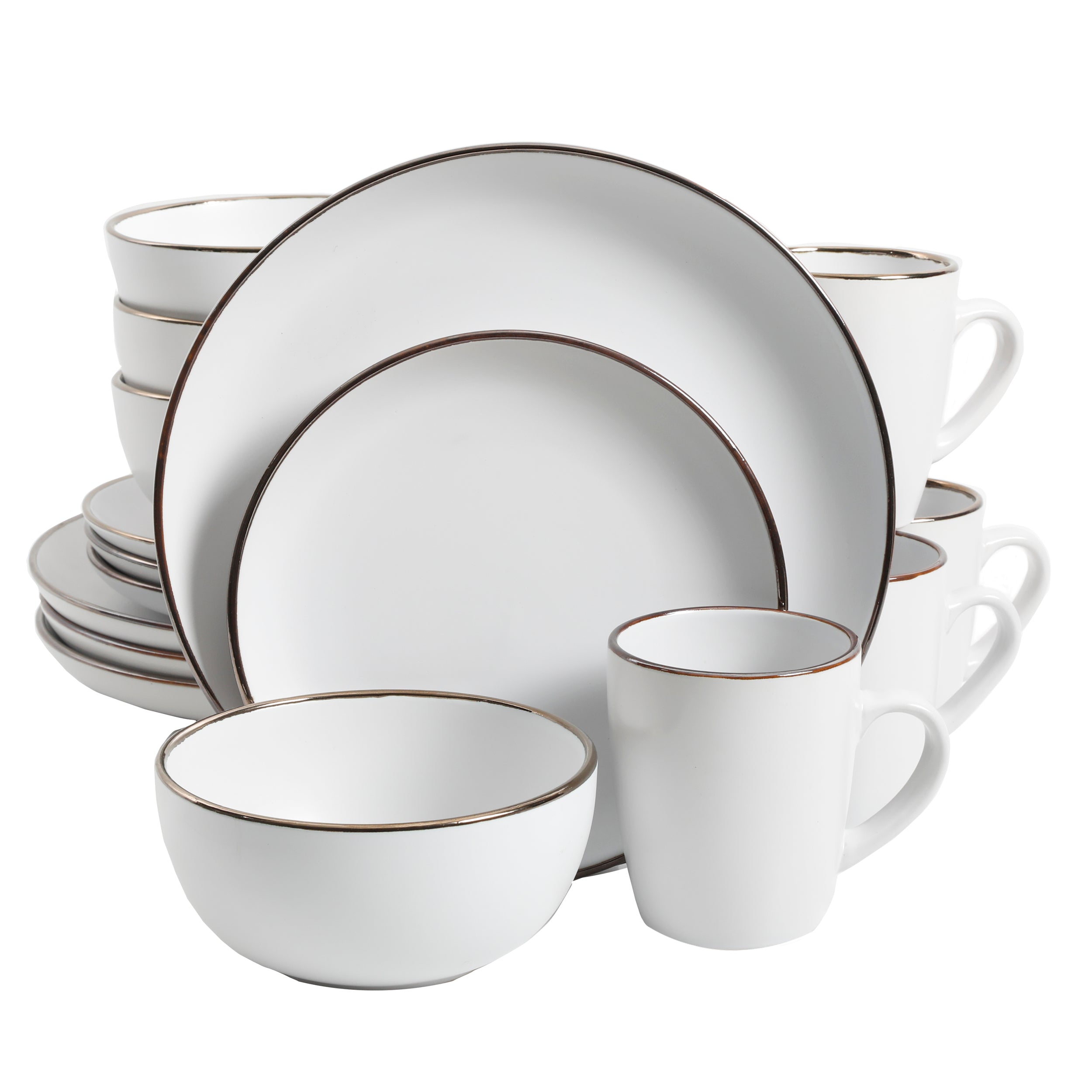 Gibson Home Rockaway Gold 16-Piece Stoneware Dinnerware Set - Image 9