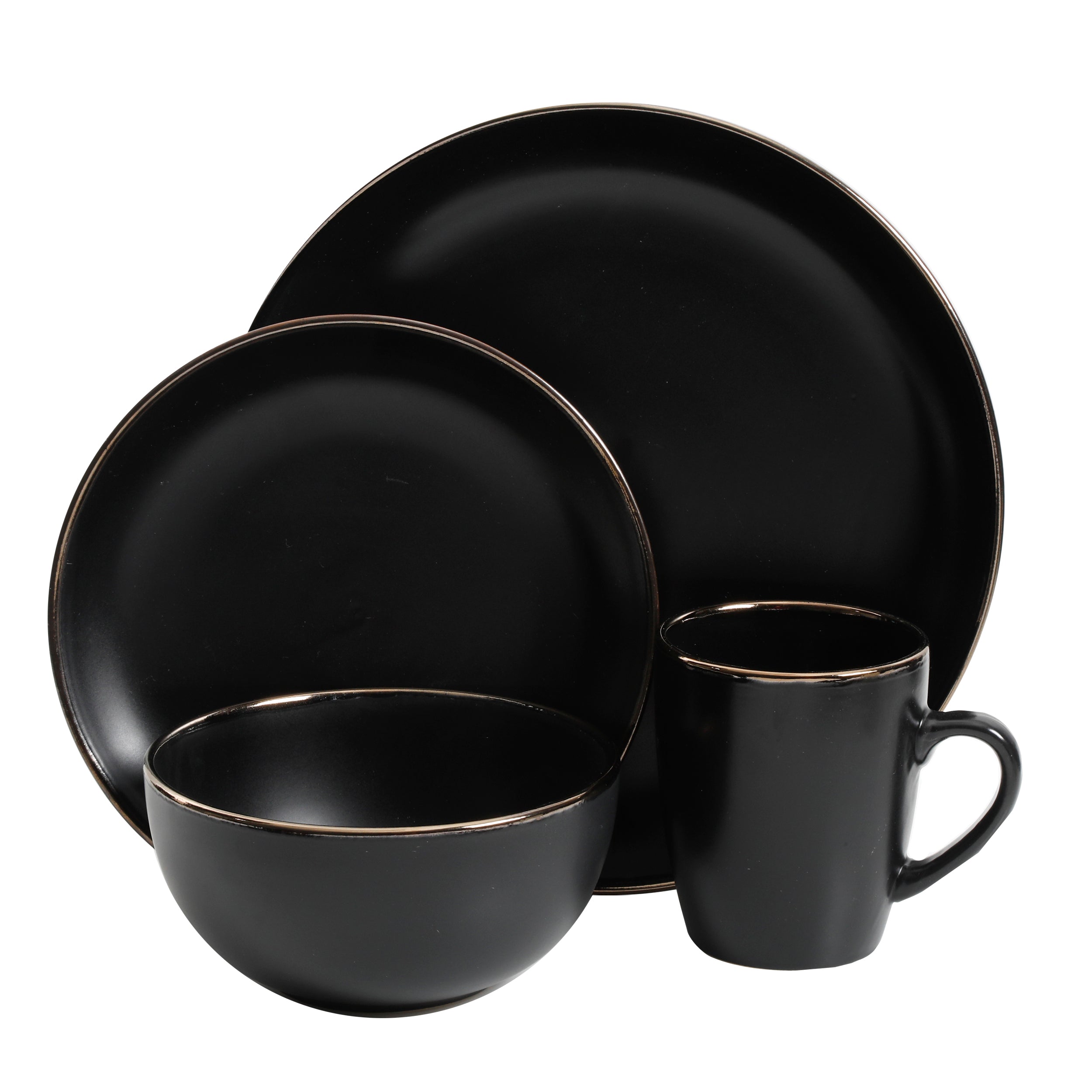 Gibson Home Rockaway Gold 16-Piece Stoneware Dinnerware Set - Image 4