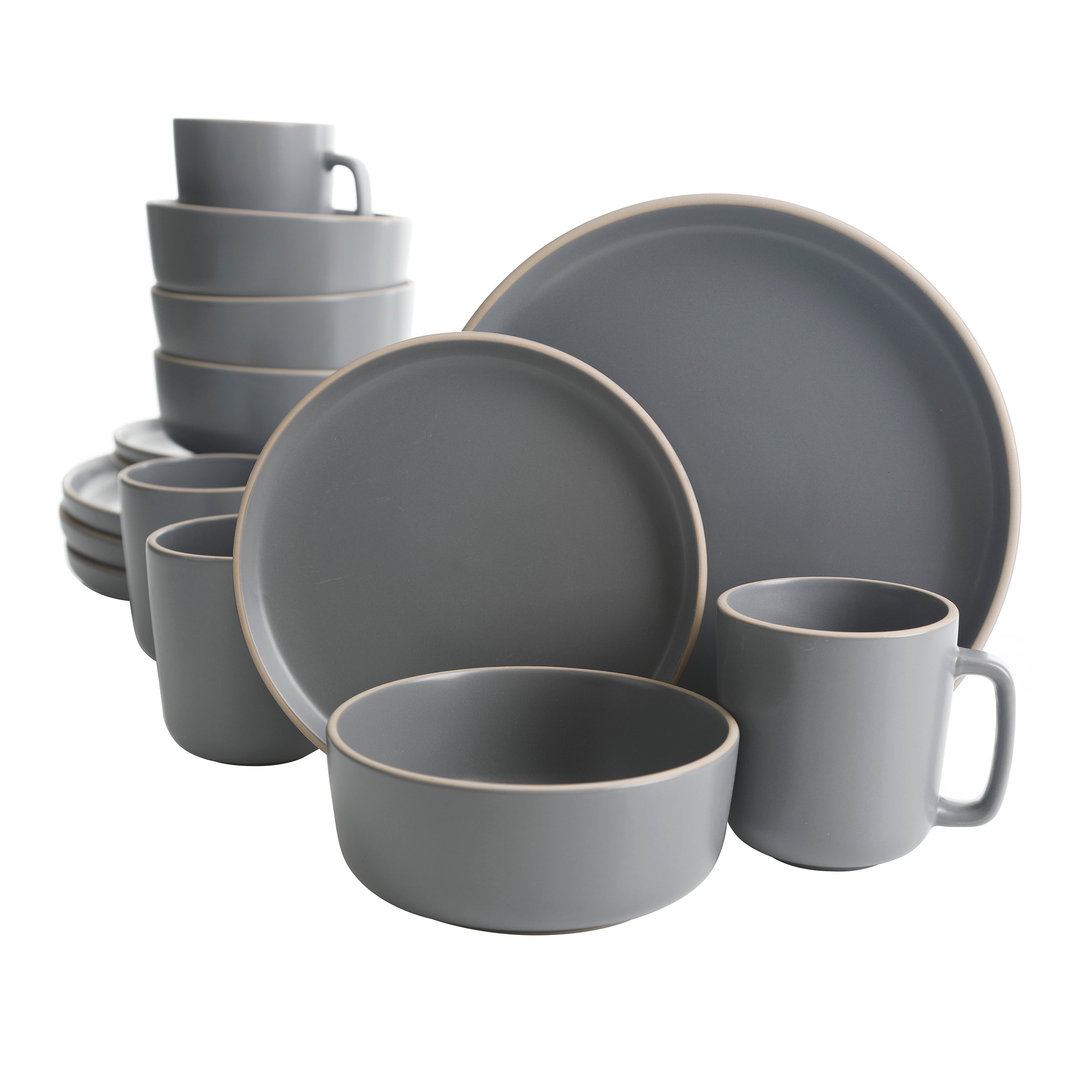 Gibson Home Zuma 16-Piece Round Matte Stoneware Dinnerware Set - Image 4