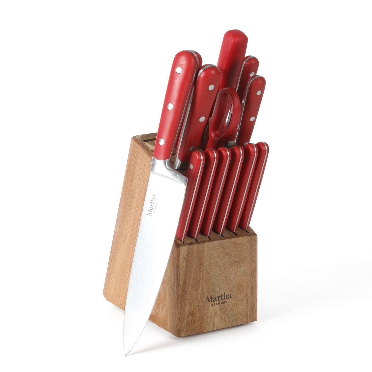 Martha Stewart Eastwalk 14-Piece Stainless Steel Cutlery Set w/ ABS Triple Riveted Forged Handle Acacia Wood Block - Image 5