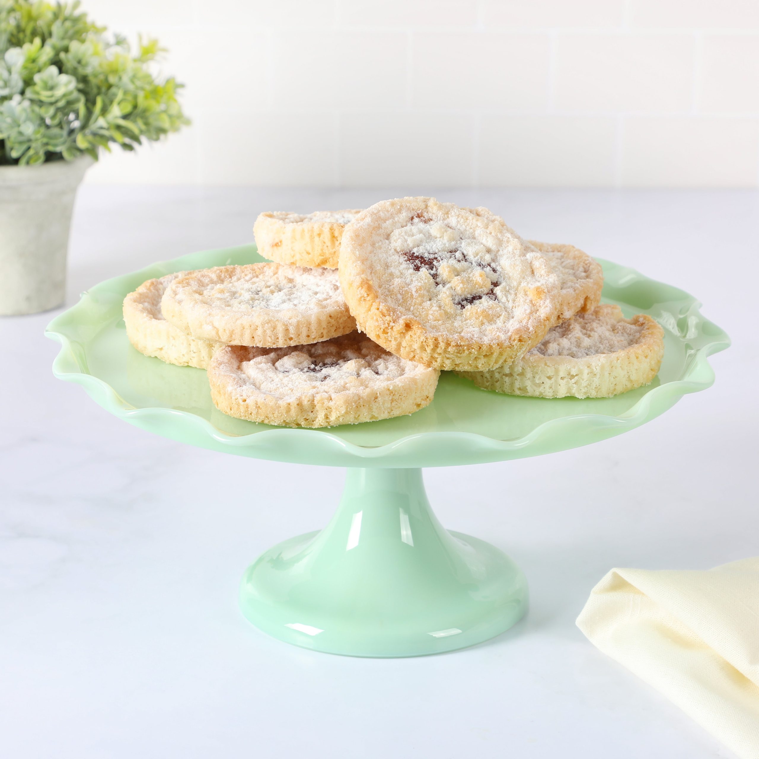 Martha Stewart Highbrook 11" Handmade Jadeite Glass Cake Stand w/ Ruffle Trim - Image 3