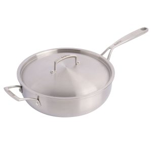 Babish Tri-Ply Stainless Steel Professional Grade Saute Pan w/Lid, 5-Quart