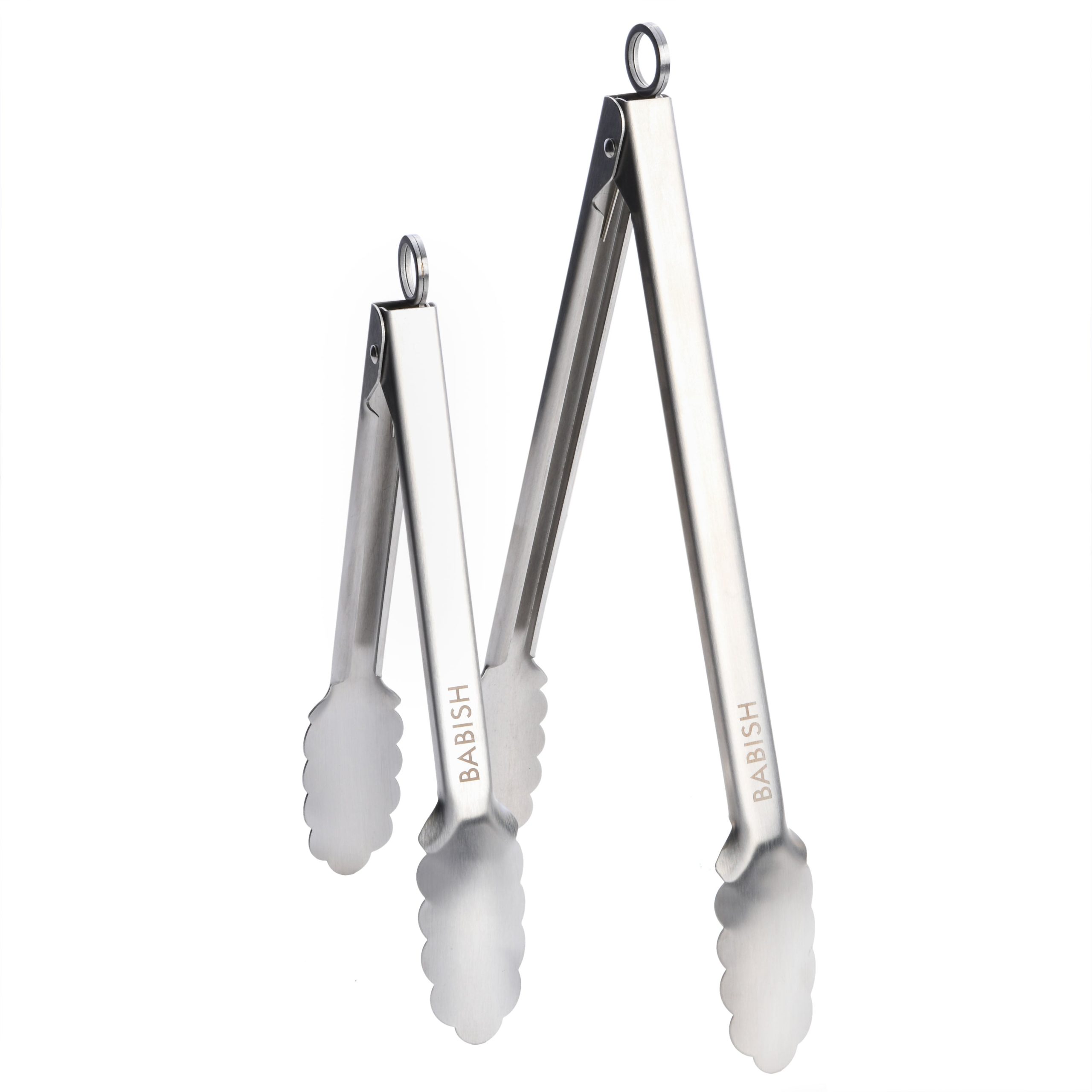 Babish 12” & 9” Locking Kitchen Tong Set, Stainless Steel - Image 2
