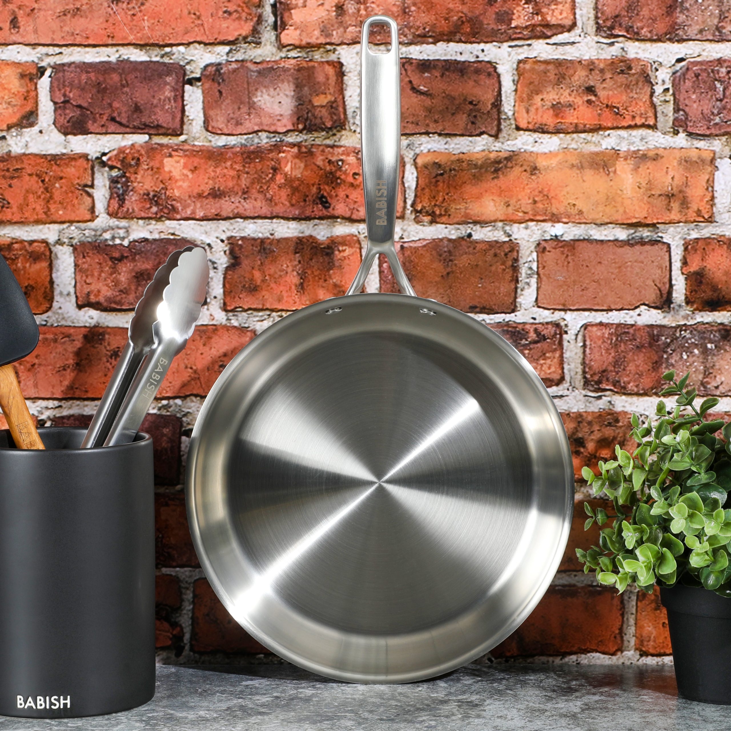 Babish 10-Inch Stainless Steel Triply Professional Grade Fry Pan - Image 3