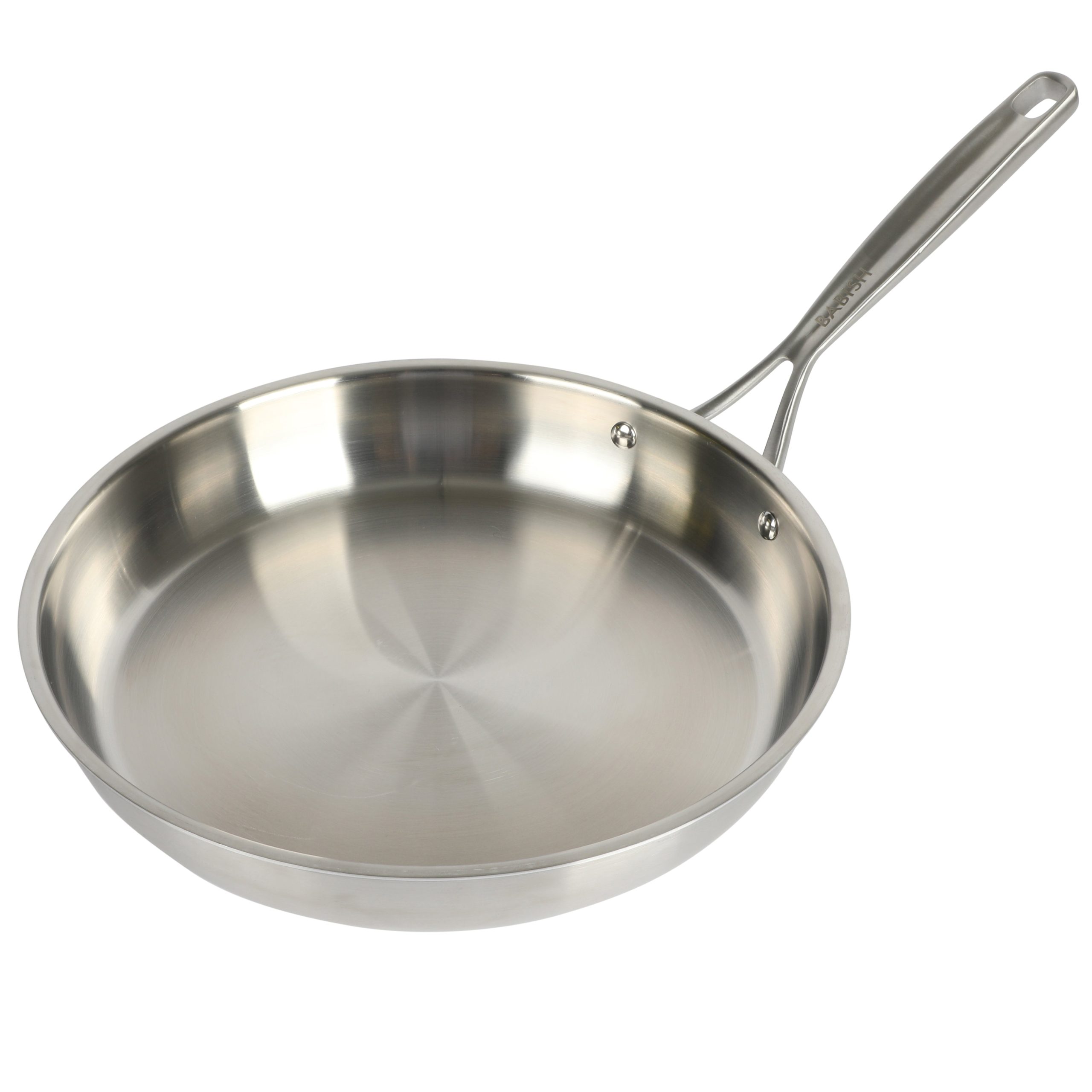 Babish 12 Inch Stainless Steel Triply Professional Grade Fry Pan w/ Stainless Lid - Image 2