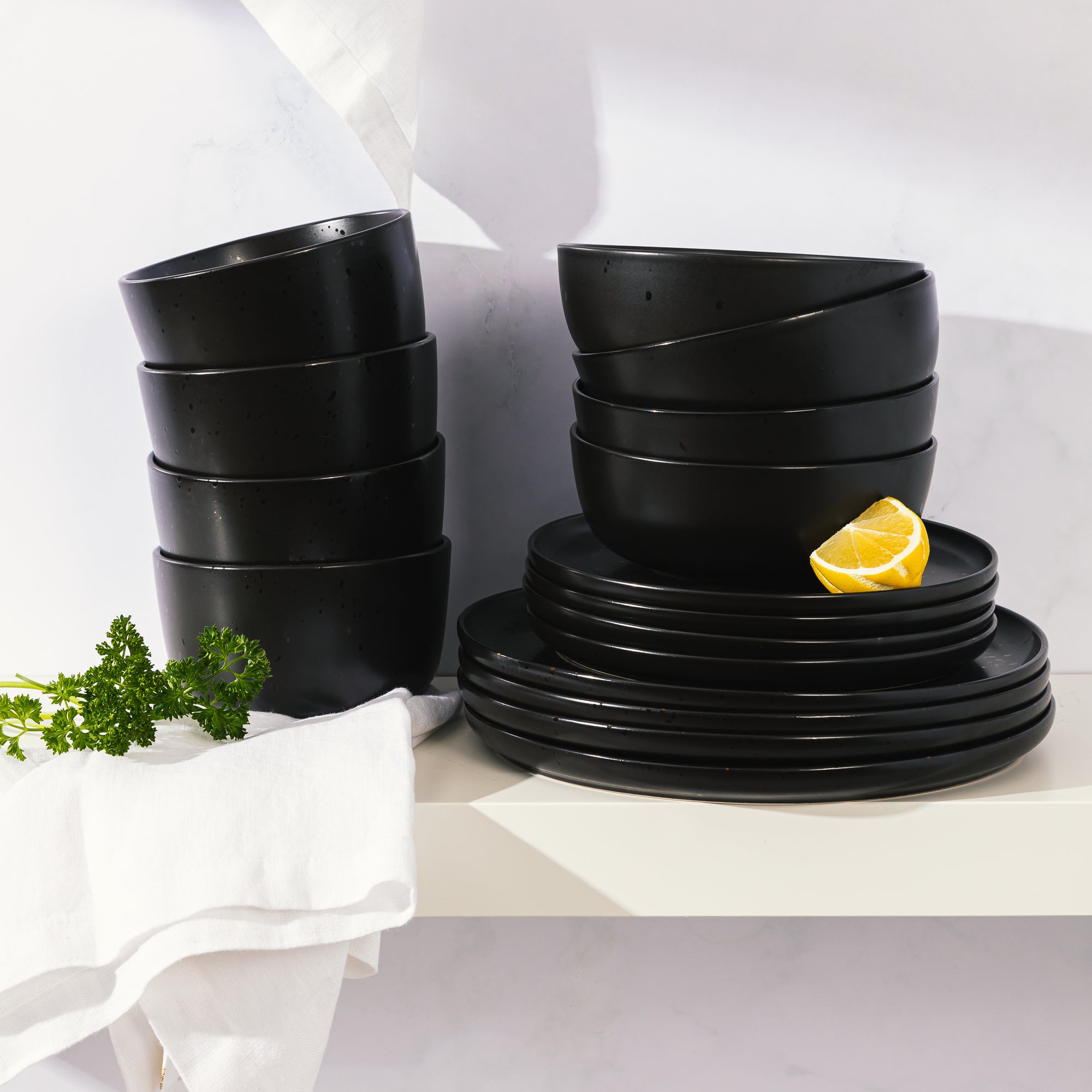 Gibson Elite James Street 16-Piece Reactive Stoneware Double Bowl Dinnerware Set - Image 4