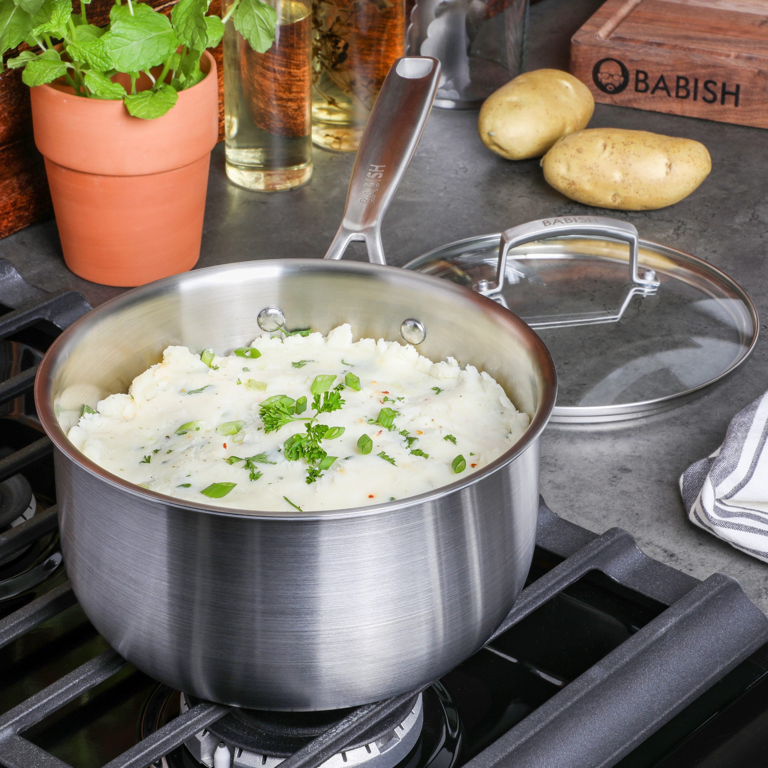 Babish Stainless Steel 3.5qt Triply Professional Grade Sauce Pan - Image 3