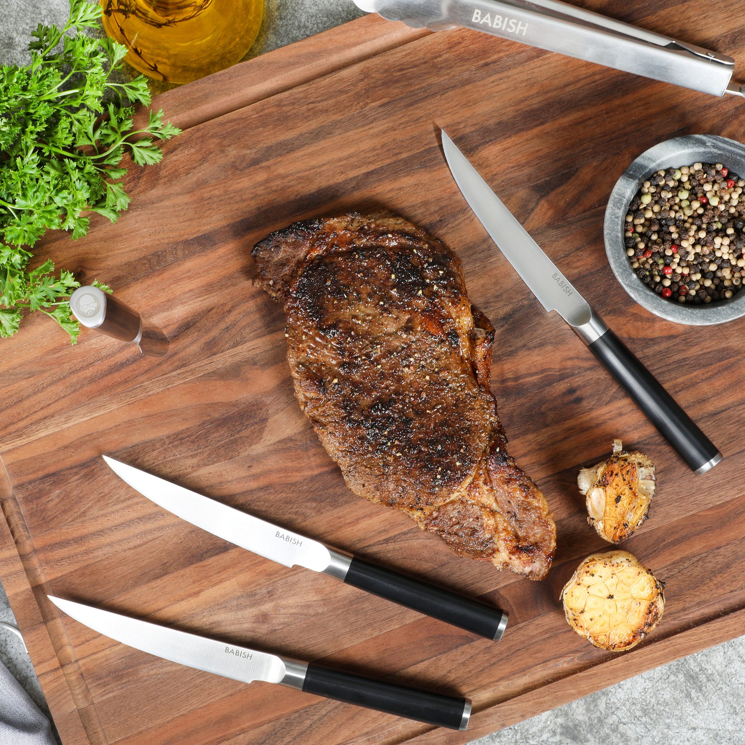 Babish High-Carbon 1.4116 German Steel 5" Steak Knife Set 4-Pack - Image 2