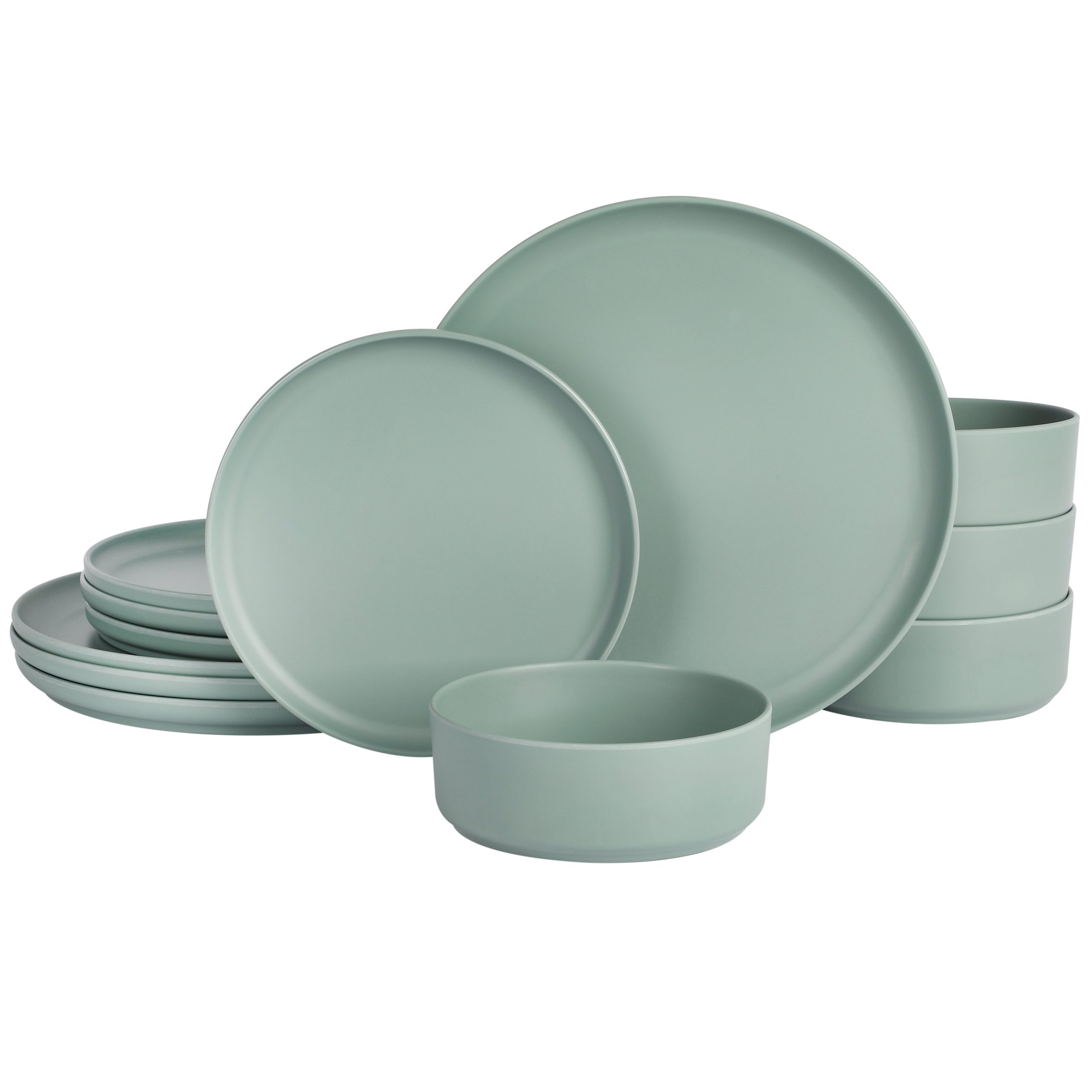 Gibson Home Canyon Crest 12-Piece Stackable Matte Melamine Dinnerware Set - Image 10