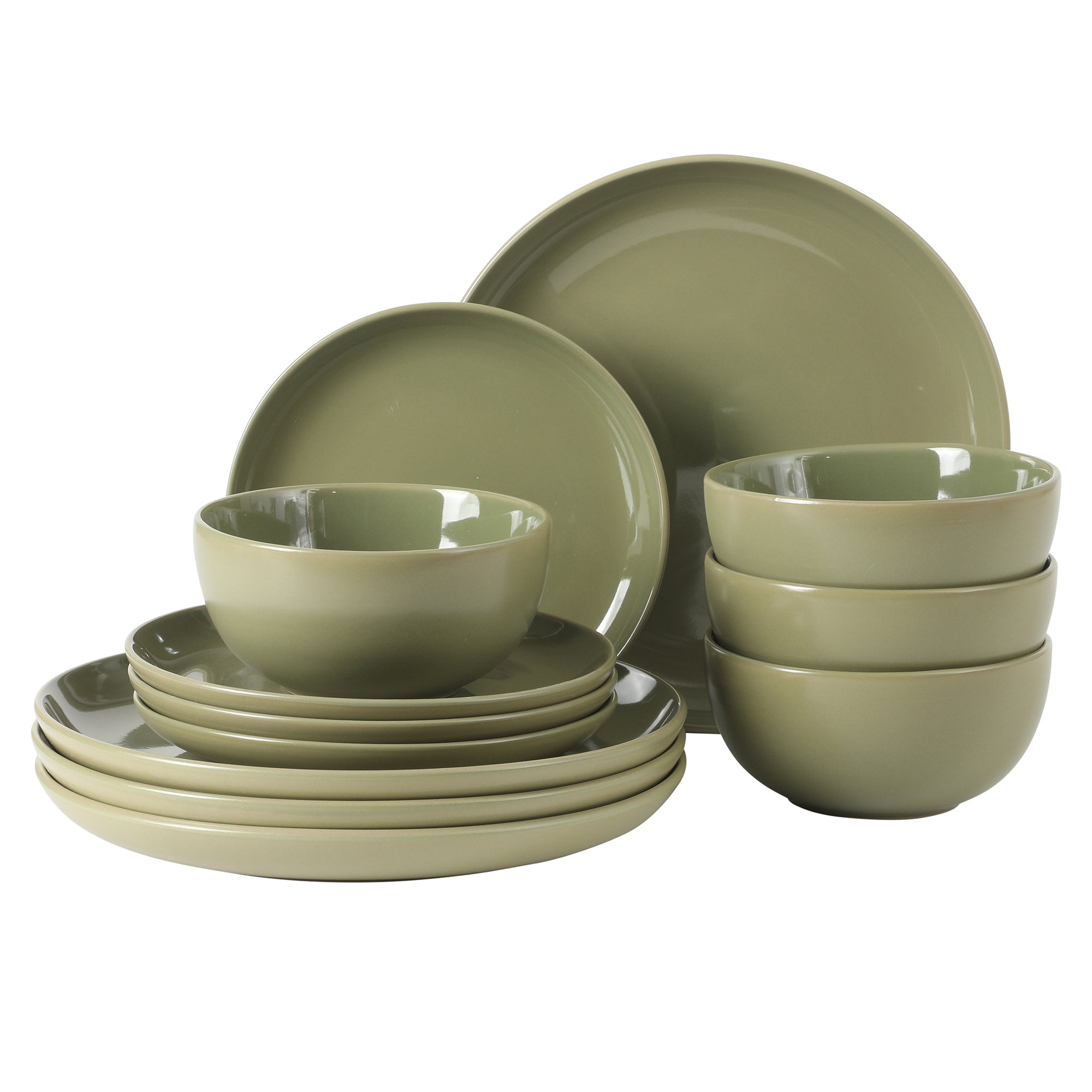 Gibson Home Rockaway 12 Piece Plates and Bowls Matte Outside/Shiny Inside Glaze Service for 4 Dinnerware Set - Brown - Dishwasher and Microwave Safe - Image 7