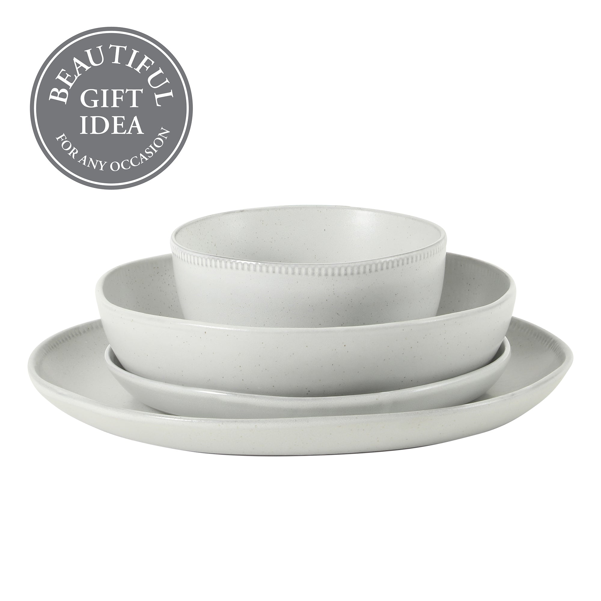 Gibson Elite Menlo Park 16-Piece Pottery Clay Stoneware Dinnerware Set – Reactive Glaze, Embossed Plates and Bowls W/ Pasta Bowl, Service for 4 – Microwave & Dishwasher Safe - Image 4