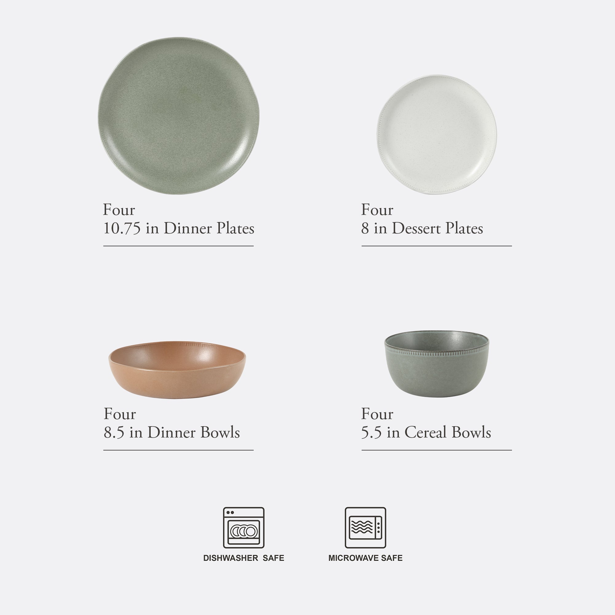 Gibson Elite Menlo Park 16-Piece Pottery Clay Stoneware Dinnerware Set – Reactive Glaze, Embossed Plates and Bowls W/ Pasta Bowl, Service for 4 – Microwave & Dishwasher Safe - Image 9