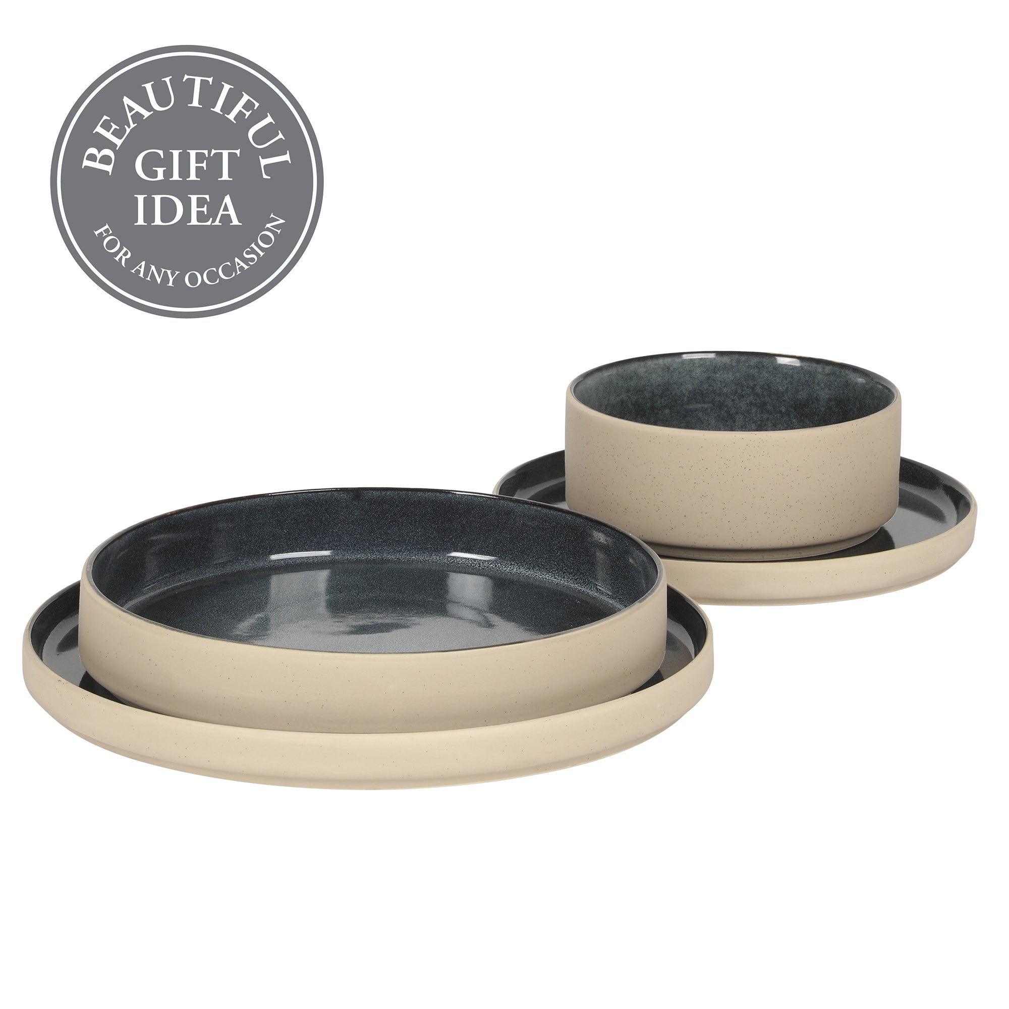 Gibson Elite Liberty Bay 16-Piece Pottery Clay Stoneware Dinnerware Set – Reactive Glaze, Stackable Plates and Bowls W/ Pasta Bowl, Service for 4 – Microwave & Dishwasher Safe - Image 4