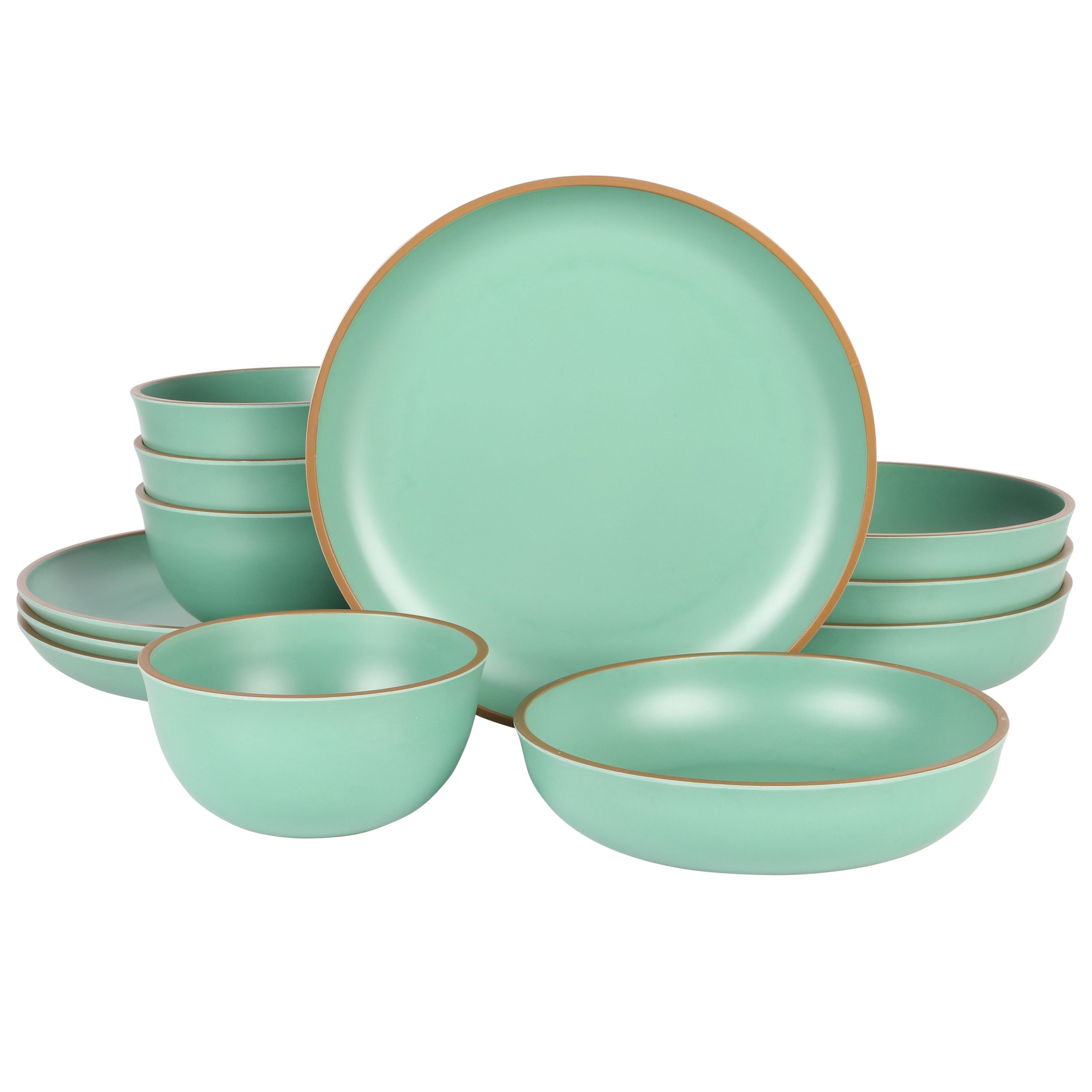 Gibson Home Rockabye 12-Piece Double Bowl Melamine Dinnerware Set - Image 2