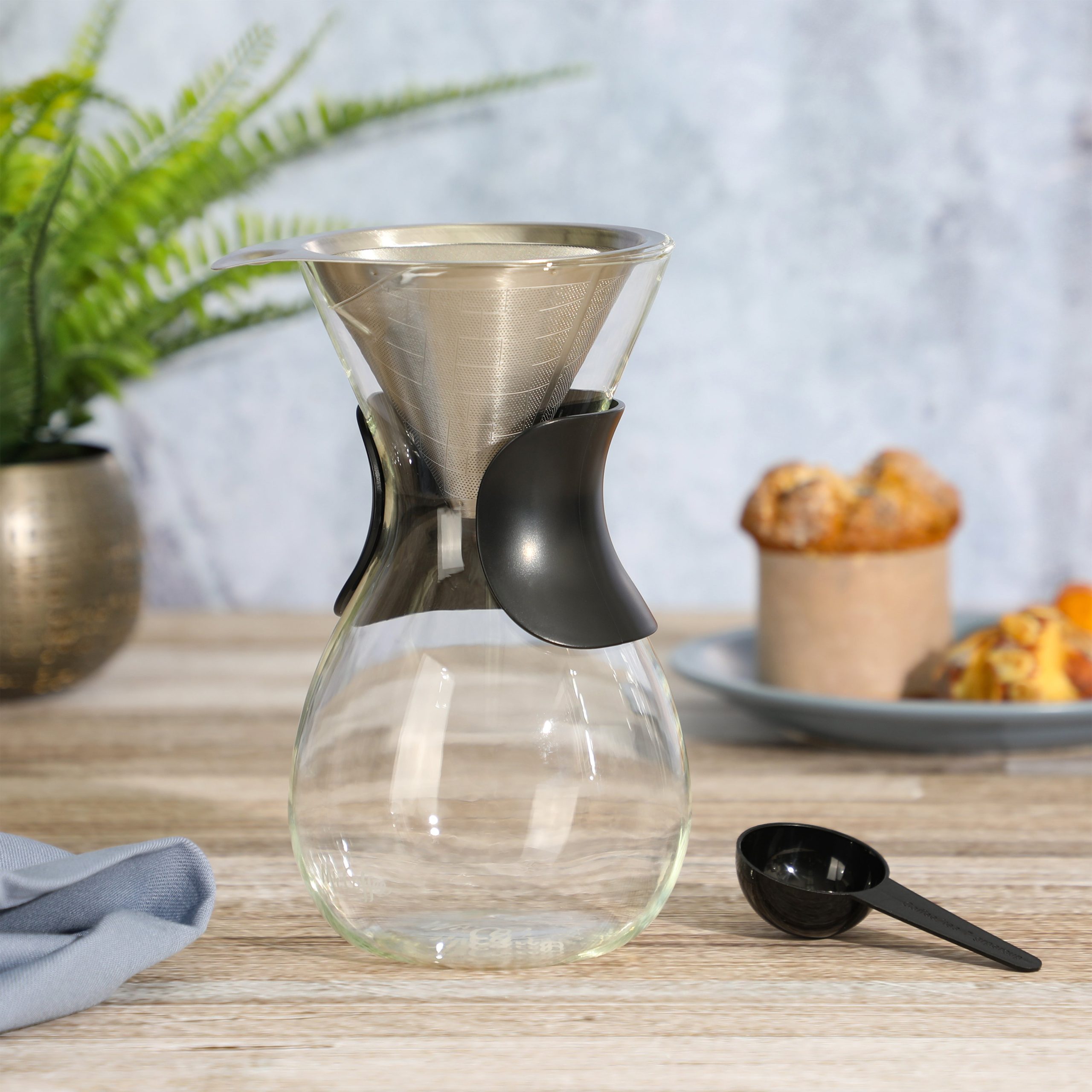Mr. Coffee Verduzco 3-Piece 34oz Borosilicate Glass Pour Over w/ Hand Guard - Image 3