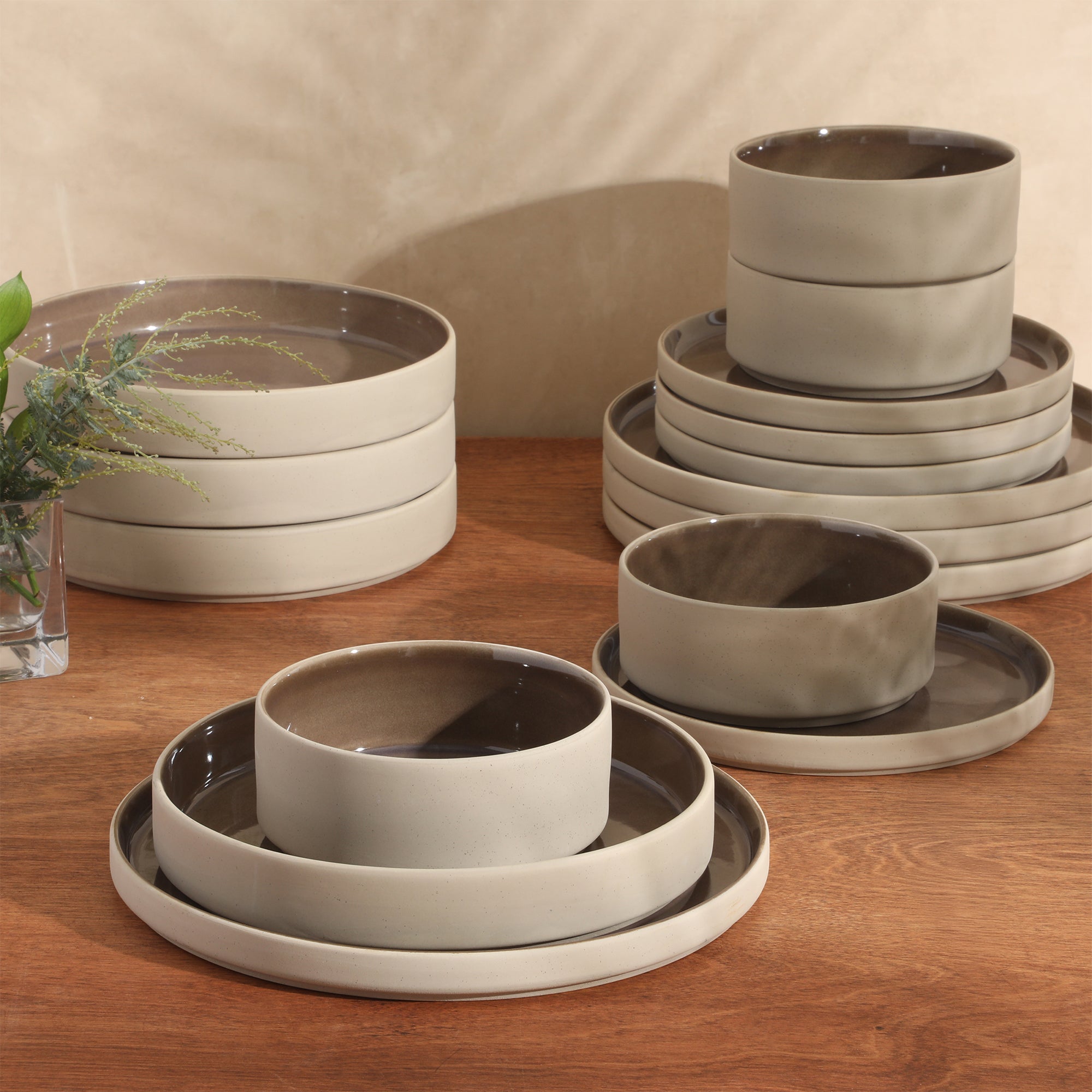 Gibson Elite Liberty Bay 16-Piece Pottery Clay Stoneware Dinnerware Set – Reactive Glaze, Stackable Plates and Bowls W/ Pasta Bowl, Service for 4 – Microwave & Dishwasher Safe - Image 13