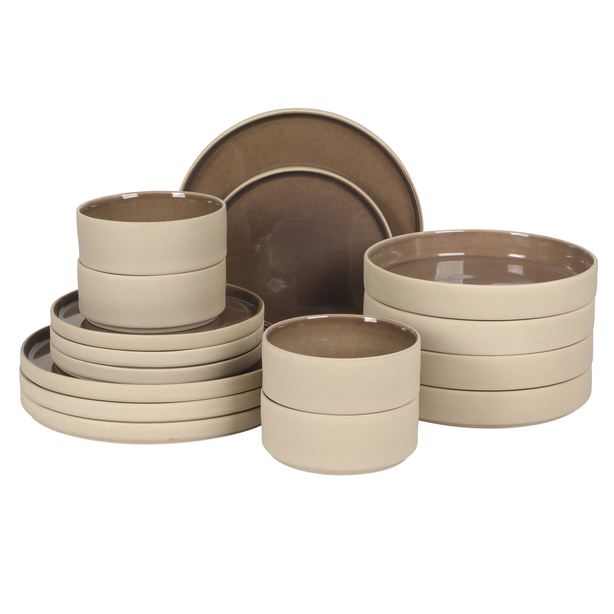 Gibson Elite Liberty Bay 16-Piece Pottery Clay Stoneware Dinnerware Set – Reactive Glaze, Stackable Plates and Bowls W/ Pasta Bowl, Service for 4 – Microwave & Dishwasher Safe - Image 8