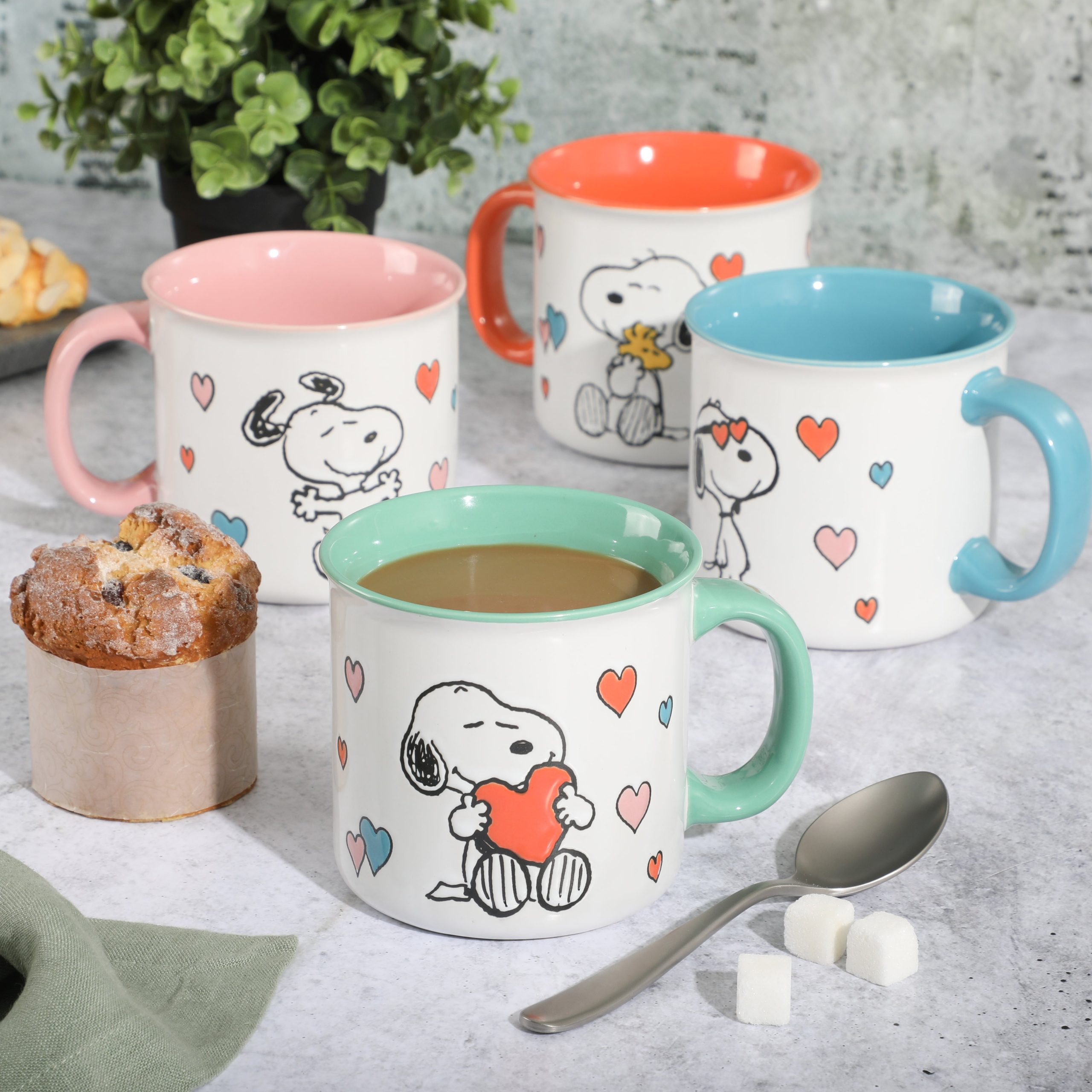 Peanuts Mothers Love 4-Pack Large 21oz Camper Stoneware Mug Set - Image 2