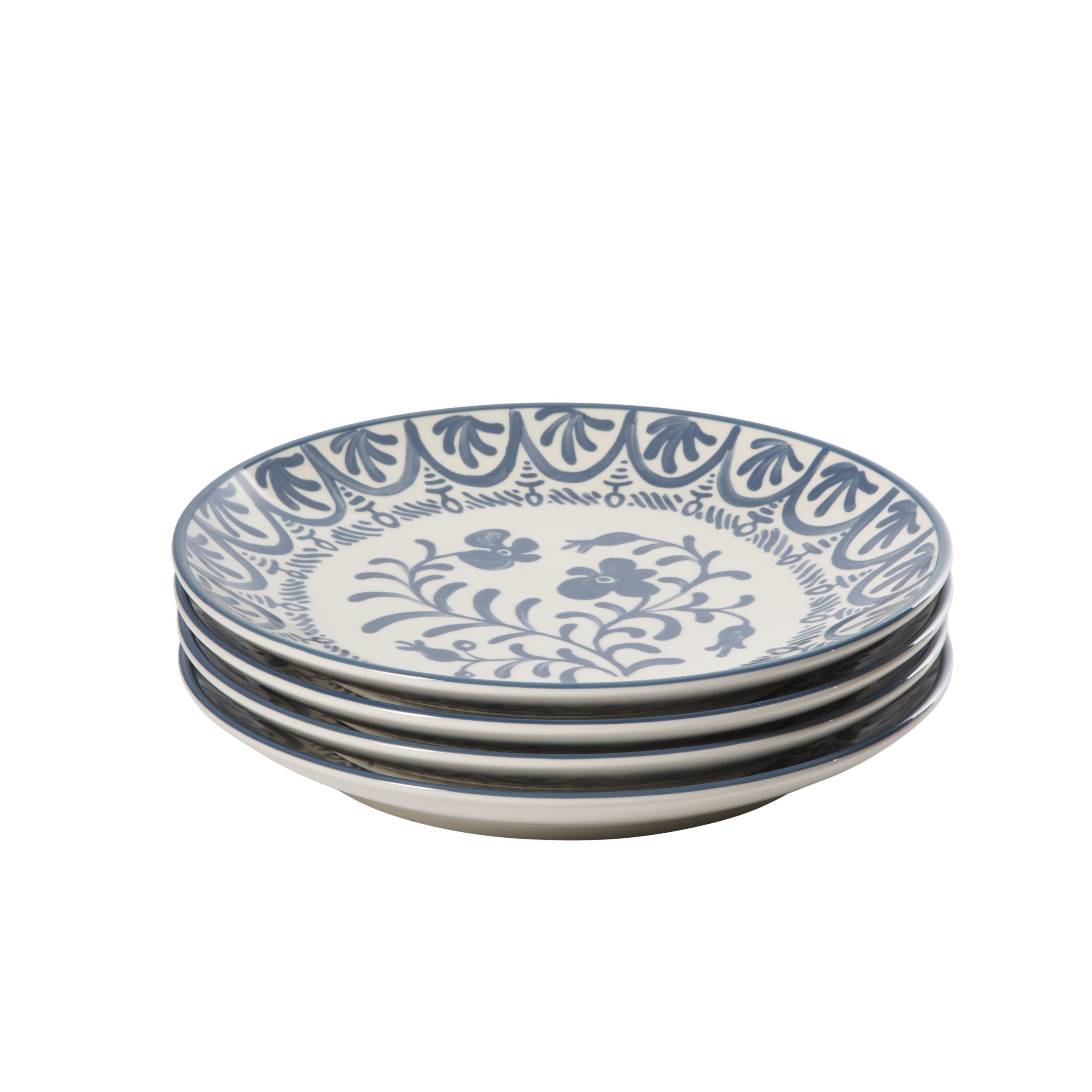 Bloomhouse - 2-Time Oprah’s Favorite Things - Valencia Flor 4 Piece 10.75” Dinner Plate Set, Stoneware Plates, Mediterranean Floral Decal Design, Microwave & Dishwasher Safe - Image 5