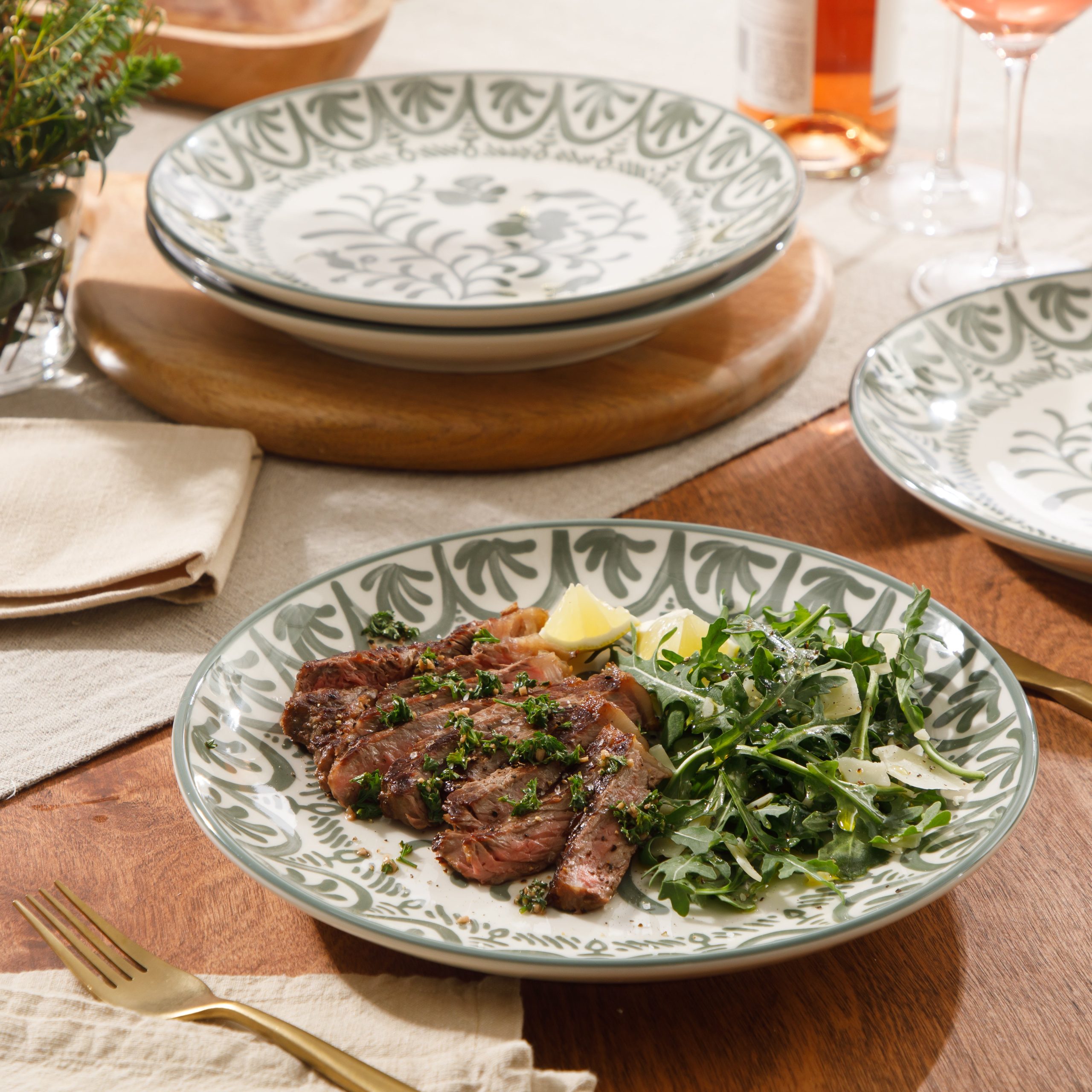 Bloomhouse - 2-Time Oprah’s Favorite Things - Valencia Flor 4 Piece 10.75” Dinner Plate Set, Stoneware Plates, Mediterranean Floral Decal Design, Microwave & Dishwasher Safe - Image 8