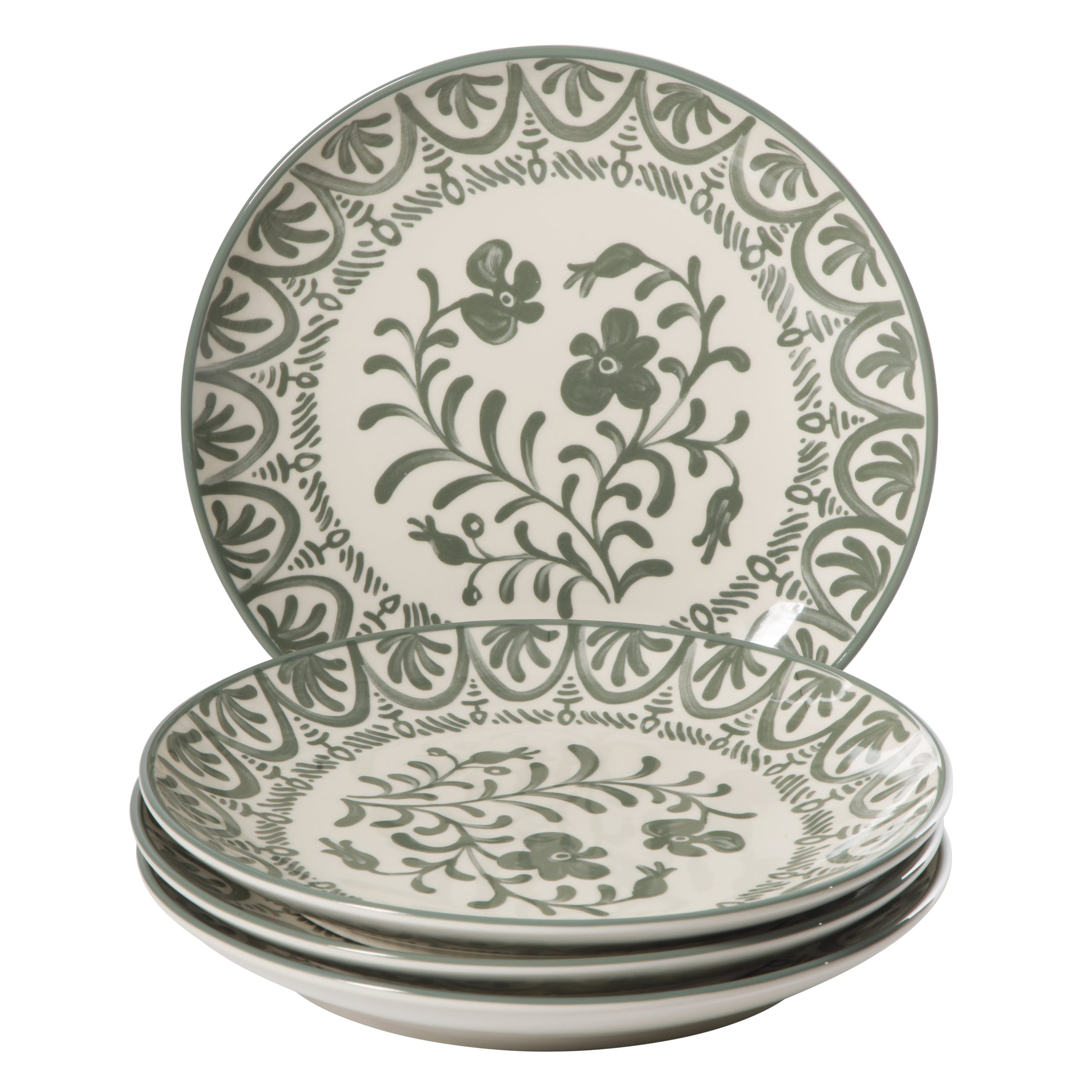 Bloomhouse - 2-Time Oprah’s Favorite Things - Valencia Flor 4 Piece 10.75” Dinner Plate Set, Stoneware Plates, Mediterranean Floral Decal Design, Microwave & Dishwasher Safe - Image 6