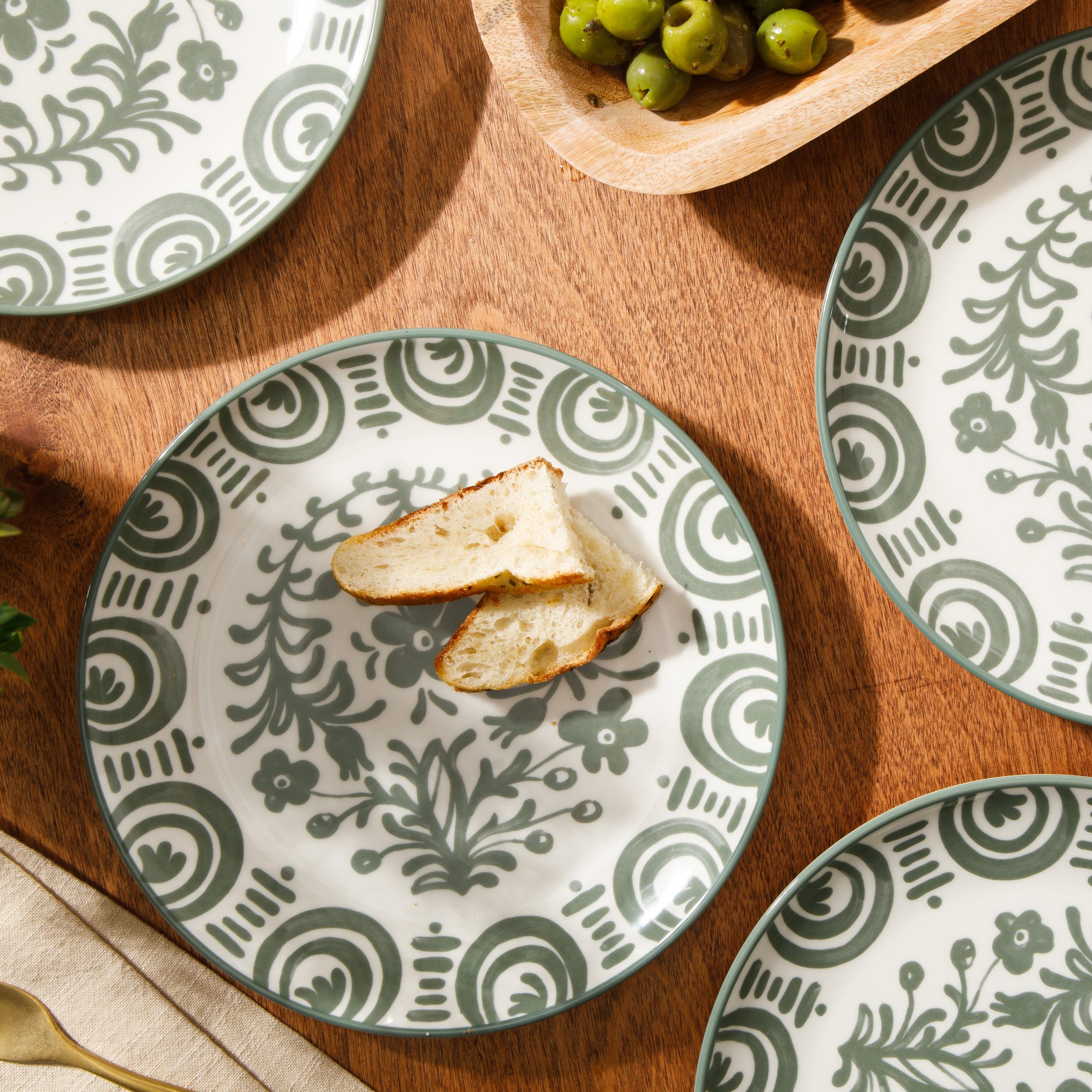 Bloomhouse - 2-Time Oprah’s Favorite Things - Valencia Flor 4 Piece Dessert & Salad Plate Set, 8.75” Stoneware Plates, Mediterranean Floral Decal Design, Microwave & Dishwasher Safe - Image 7