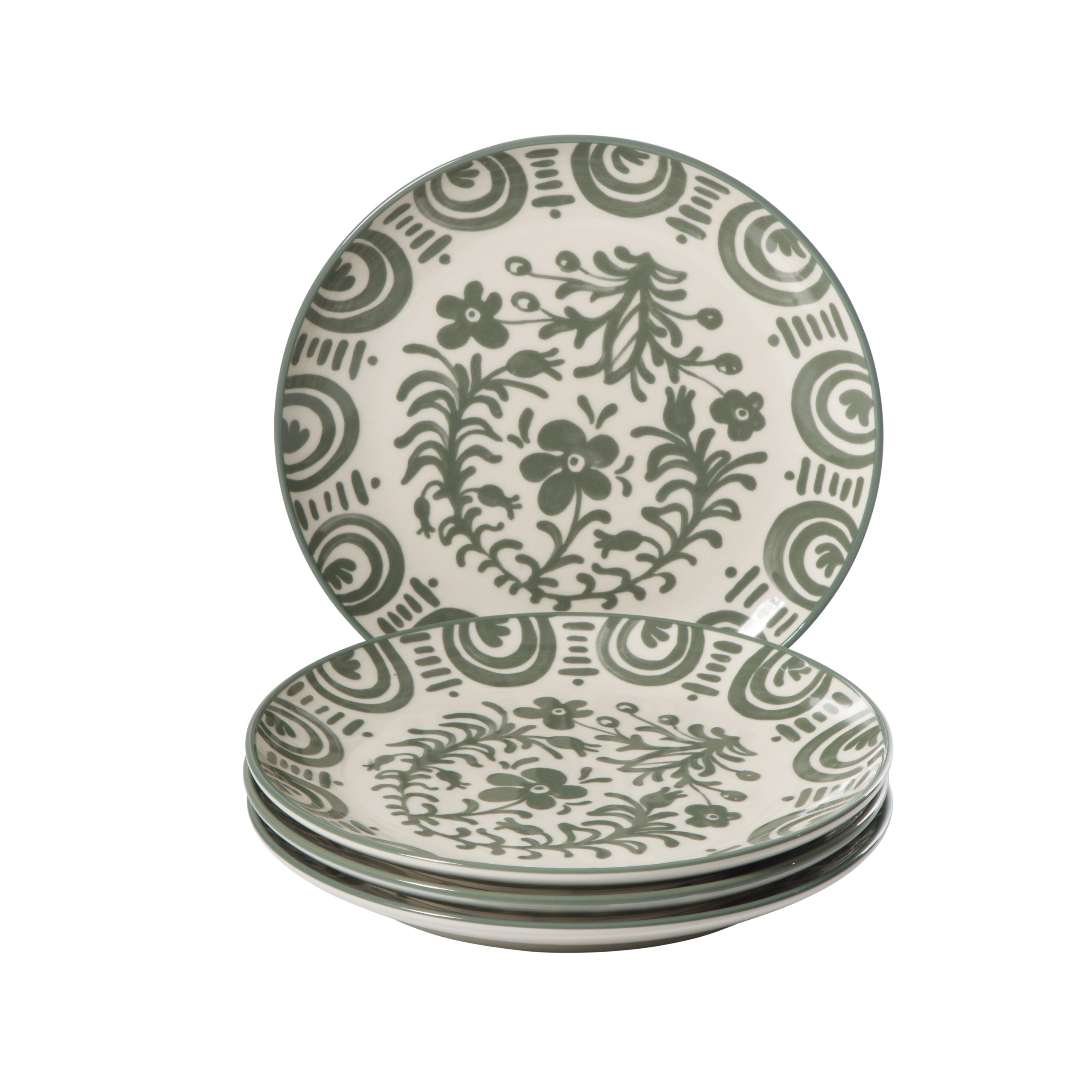 Bloomhouse - 2-Time Oprah’s Favorite Things - Valencia Flor 4 Piece Dessert & Salad Plate Set, 8.75” Stoneware Plates, Mediterranean Floral Decal Design, Microwave & Dishwasher Safe - Image 6