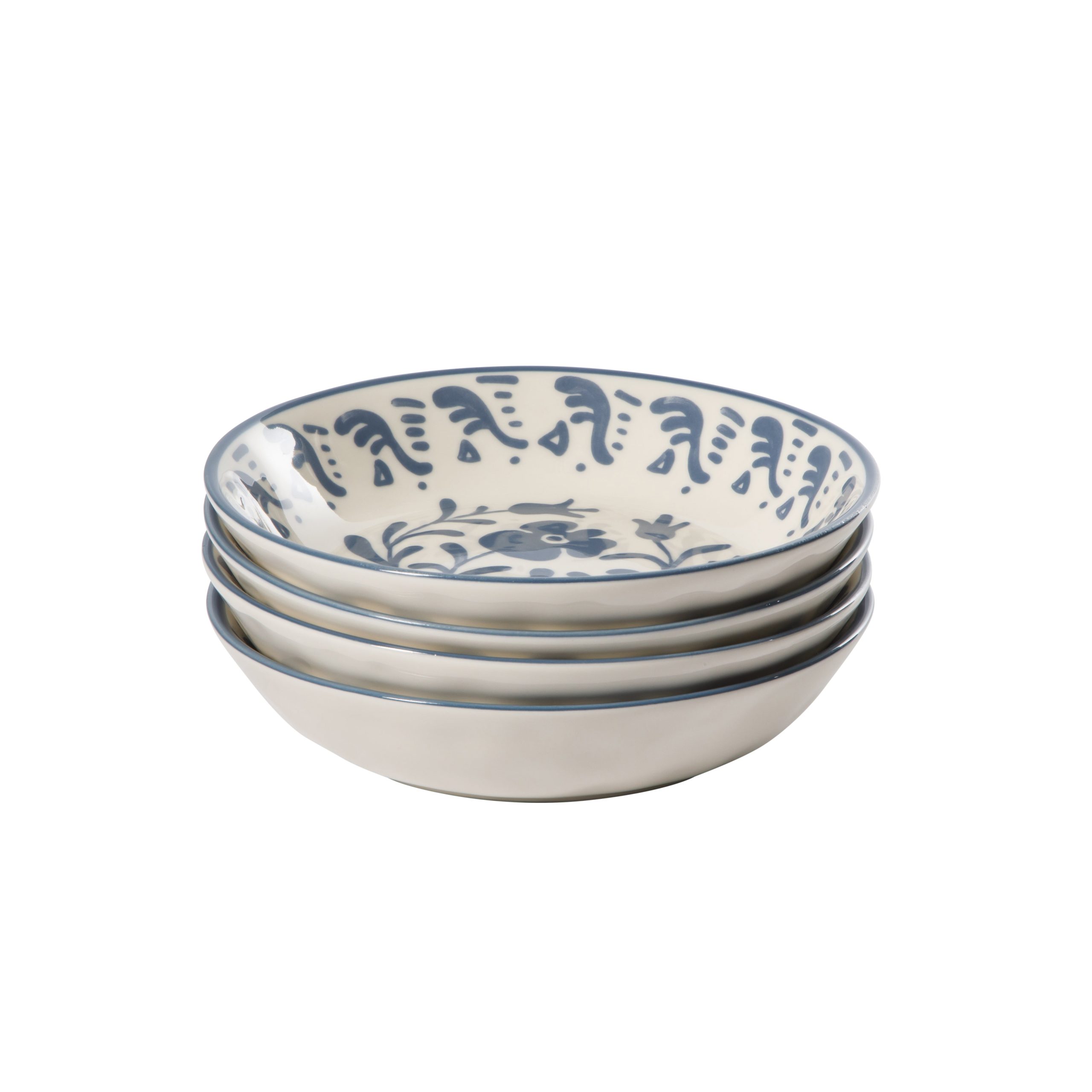 Bloomhouse - 2-Time Oprah’s Favorite Things - Valencia Flor 4 Piece Dinner Bowl Set, 8” Stoneware Pasta Bowls, Mediterranean Floral Decal Design, Microwave & Dishwasher Safe - Image 5