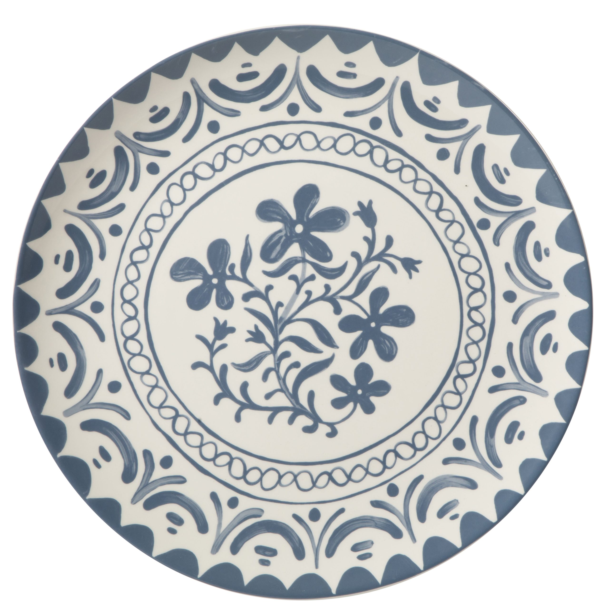 Bloomhouse - 2-Time Oprah’s Favorite Things - Valencia Flor 2 Piece 13” Serving Platter Set, Stoneware Platters, Mediterranean Floral Decal Design, Microwave & Dishwasher Safe, Iris Blue - Image 4