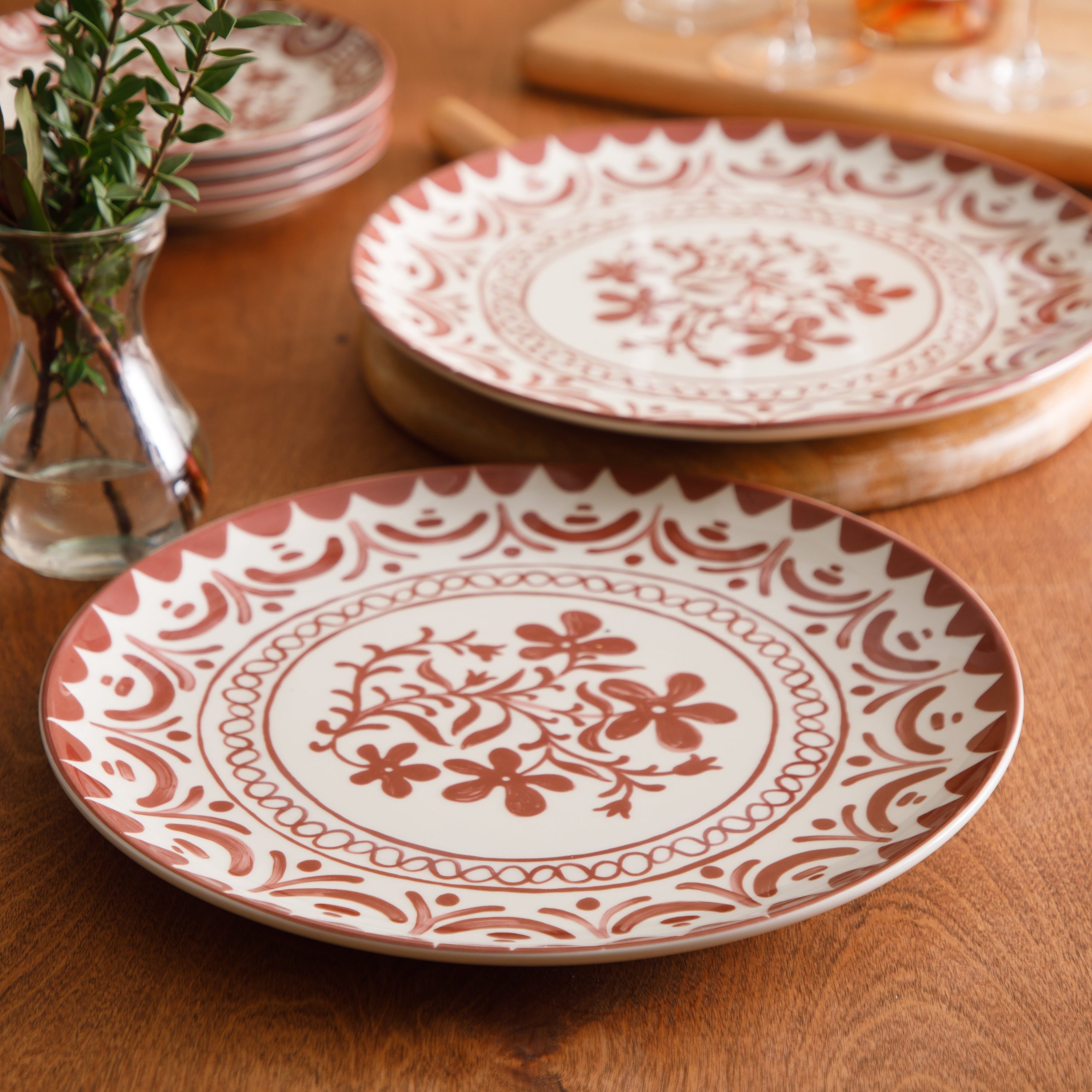 Bloomhouse - 2-Time Oprah’s Favorite Things - Valencia Flor 2 Piece 13” Serving Platter Set, Stoneware Platters, Mediterranean Floral Decal Design, Microwave & Dishwasher Safe, Iris Blue - Image 13