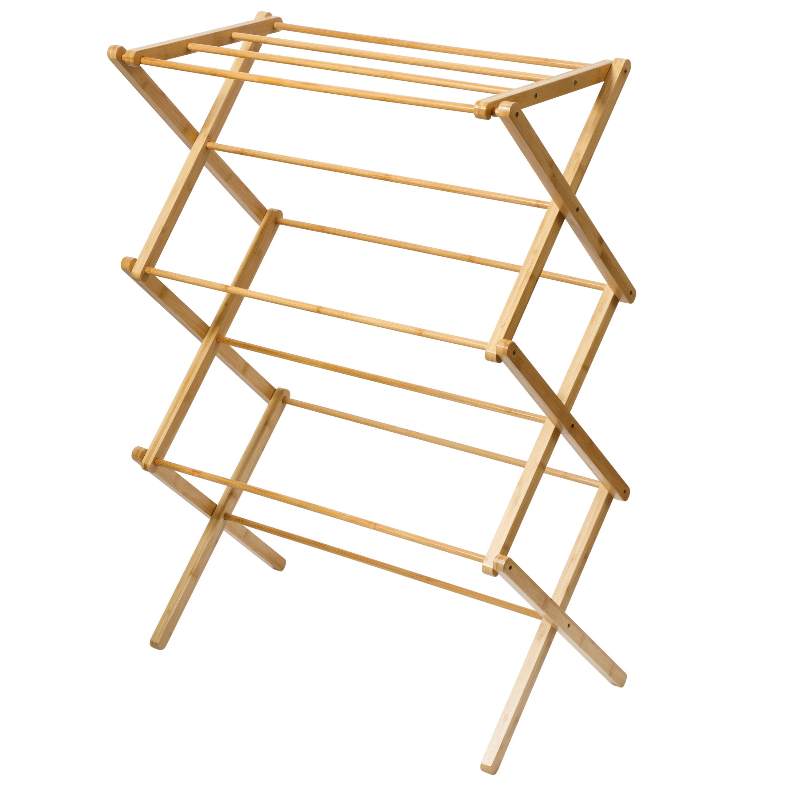 Gibson Home Riverrun Foldable Bamboo Drying Rack for Clothes & Towels – 2-Tier Collapsible Laundry Drying Rack, Space-Saving Air Dry Stand for Clothes, Towels, Blankets, etc for Indoor & Outdoor Use - Image 6