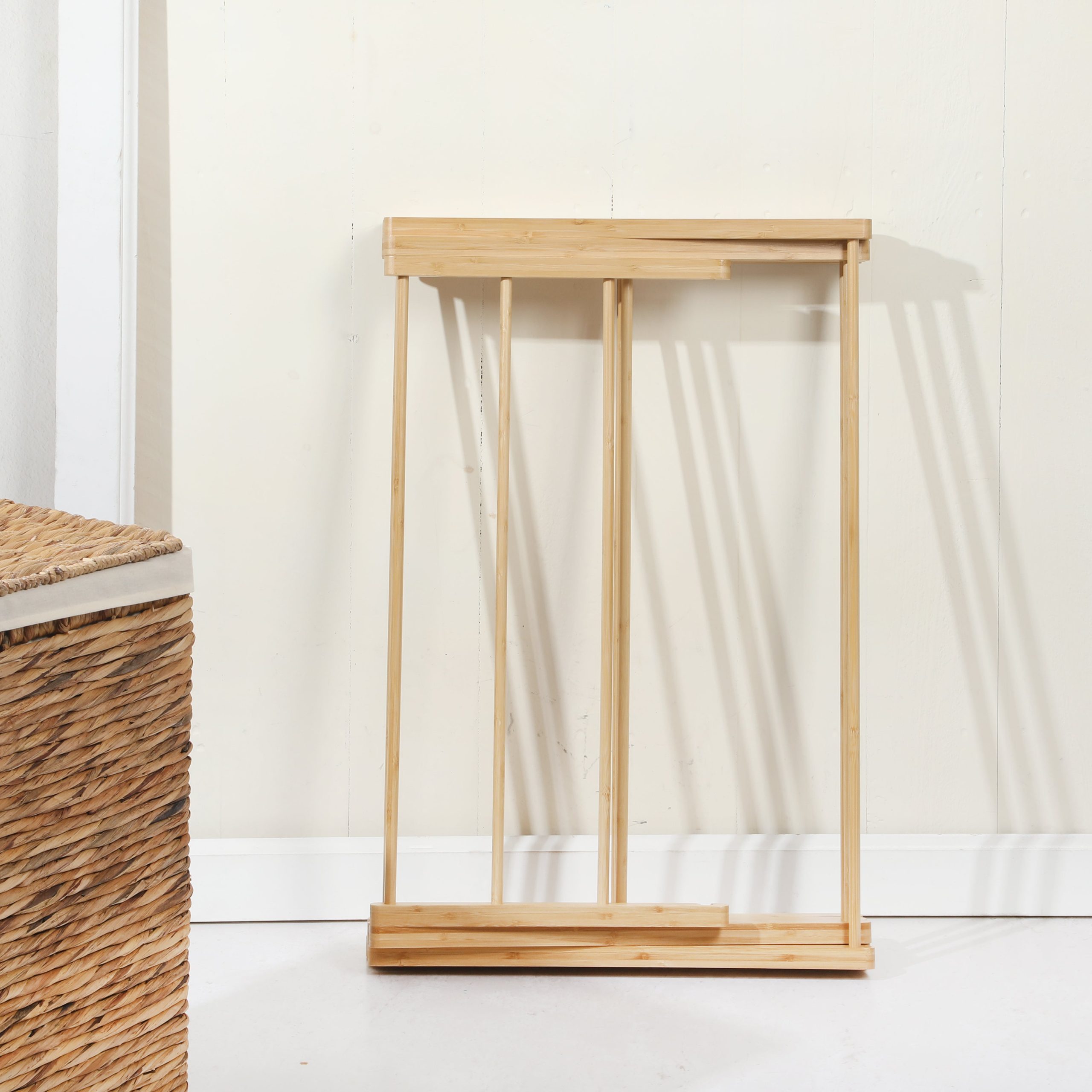 Gibson Home Riverrun Foldable Bamboo Drying Rack for Clothes & Towels – 2-Tier Collapsible Laundry Drying Rack, Space-Saving Air Dry Stand for Clothes, Towels, Blankets, etc for Indoor & Outdoor Use - Image 5