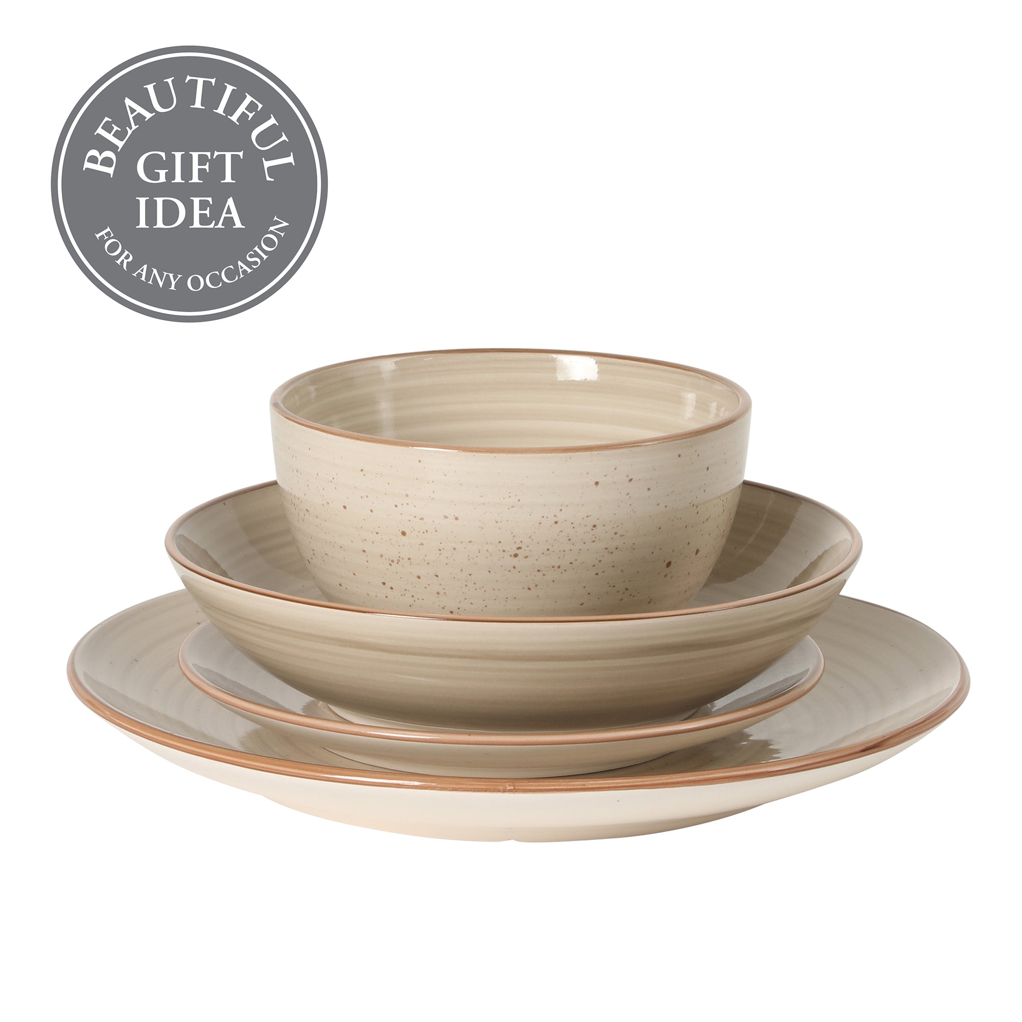 Gibson Home Stonebury 16 Piece Plates and Bowls Assorted Color Dishes - Handpainted Stoneware Dinnerware Set - Service for 4 - Image 4