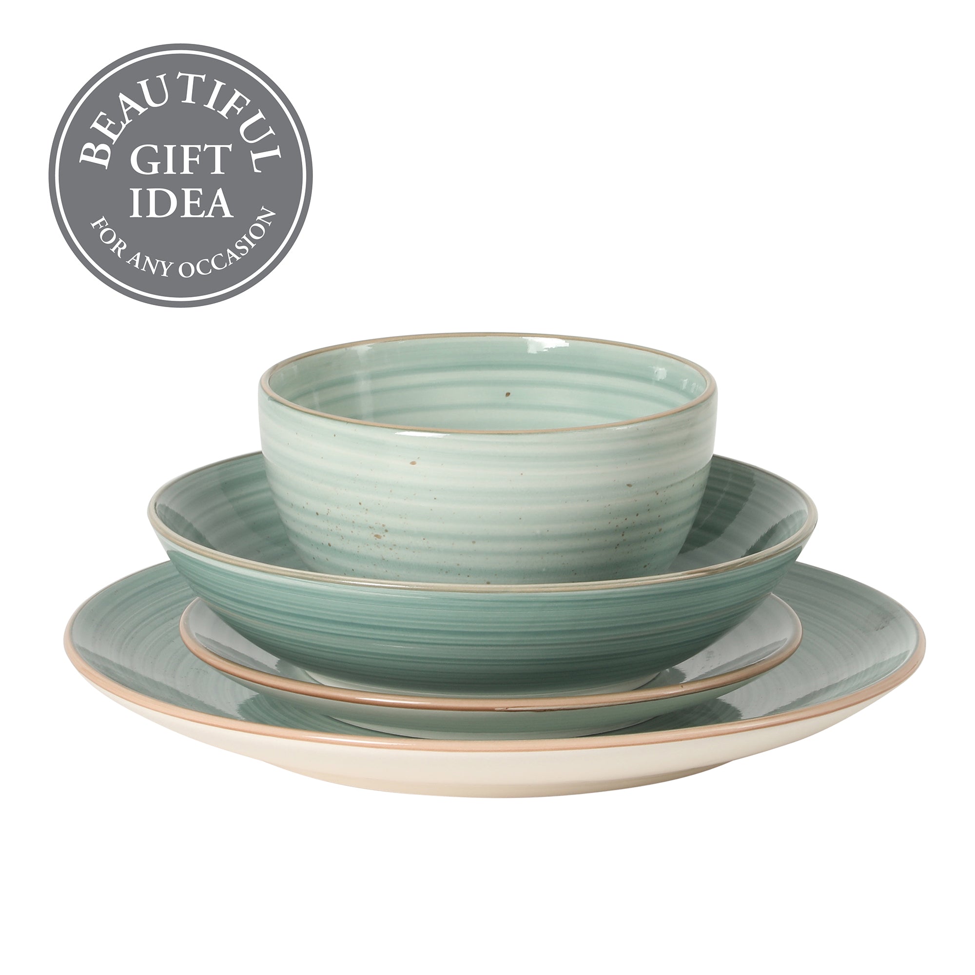 Gibson Home Stonebury 16 Piece Plates and Bowls Assorted Color Dishes - Handpainted Stoneware Dinnerware Set - Service for 4 - Image 11