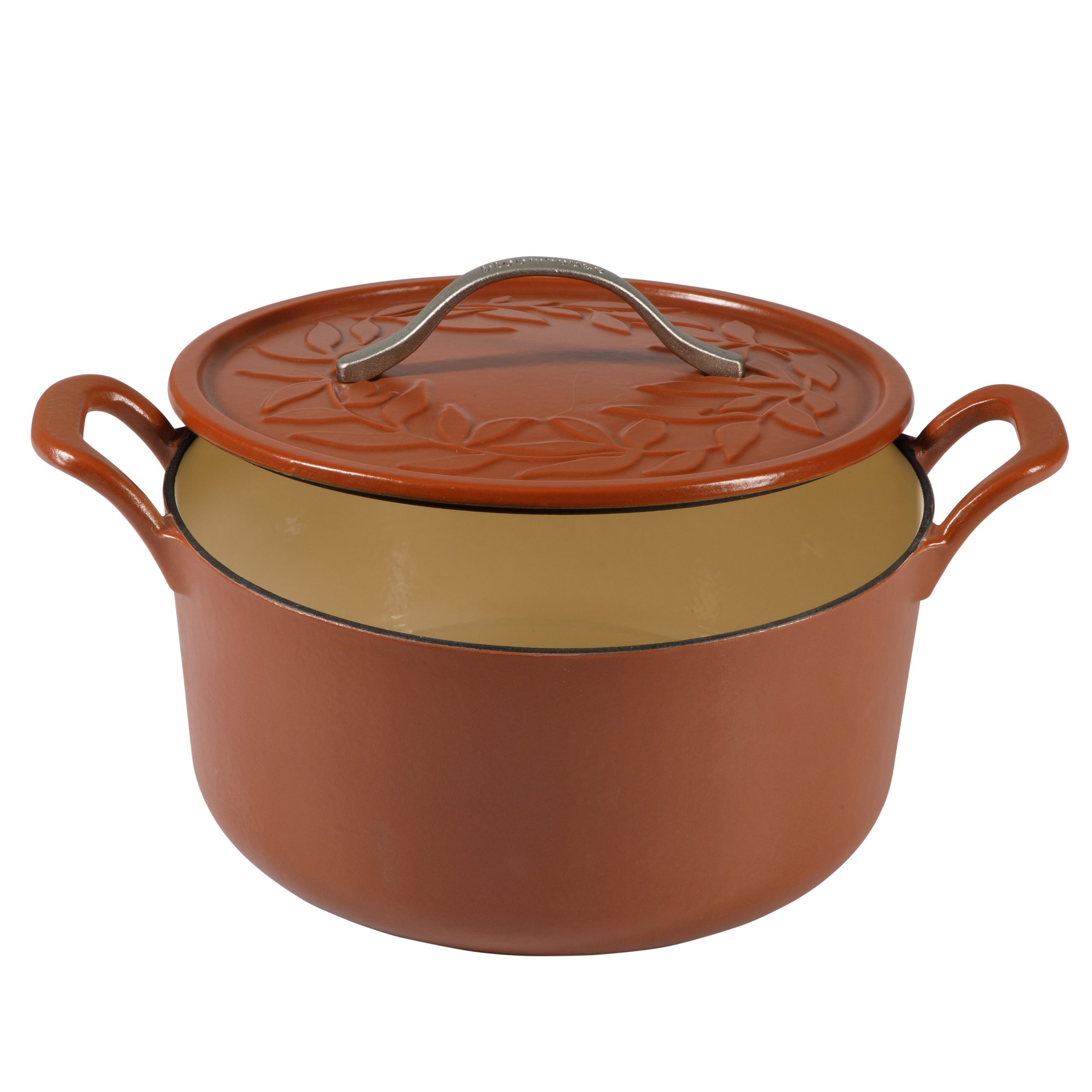 Bloomhouse 7 Qt Cast Iron Dutch Oven W/ Embossed Lid, European Enamel, & Olive Wood Trivet - Image 5