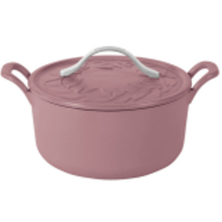Bloomhouse 7 Qt Cast Iron Dutch Oven W/ Embossed Lid, European Enamel, & Walnut Wood Trivet - Image 5