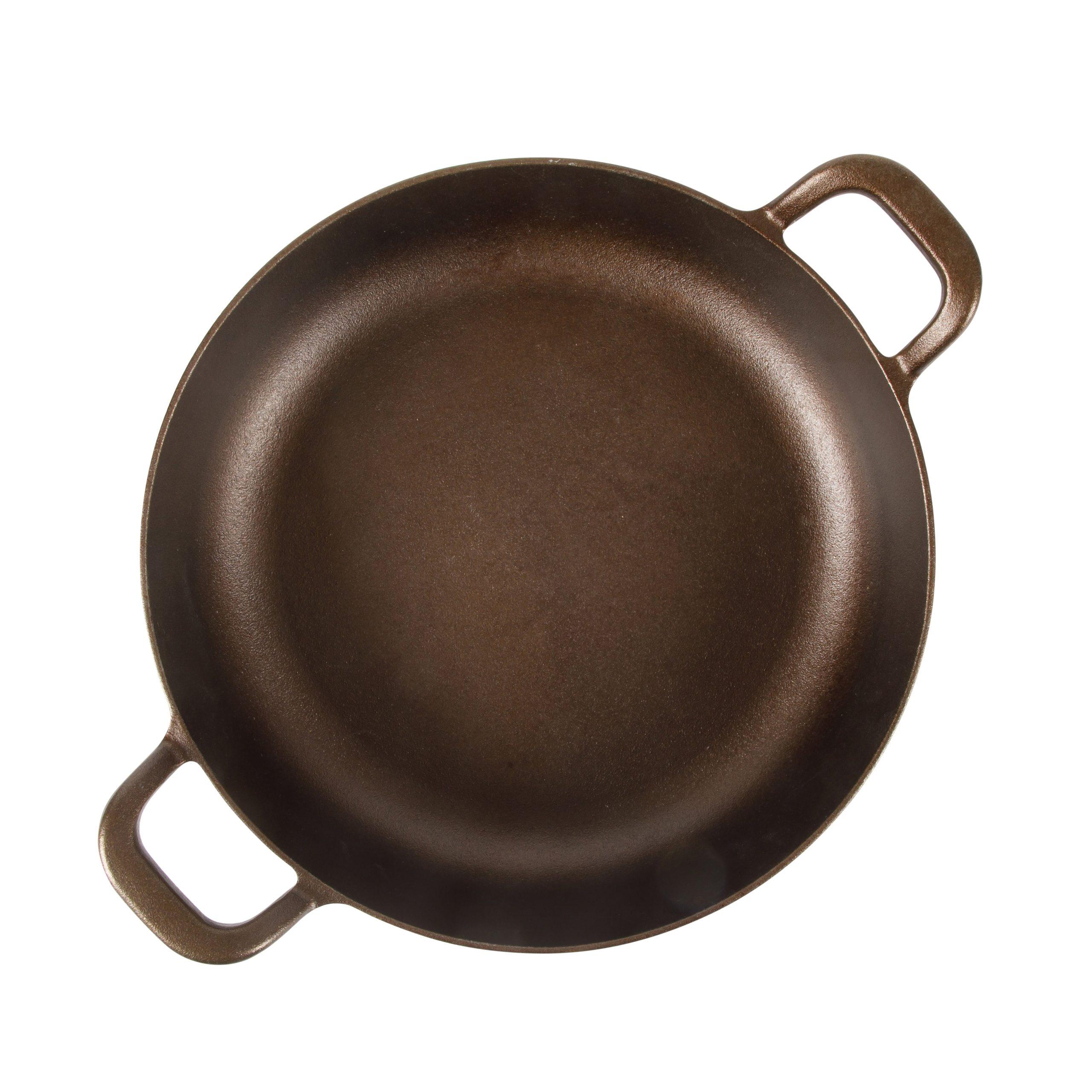 Bloomhouse Natural Bronze Finish 13-Inch Round Cast Iron Everyday Pan – Olive Oil Treated Cooking Surface with Dual Handles & Olive Wood Trivet, Oven, Stovetop & Campfire Safe - Image 5