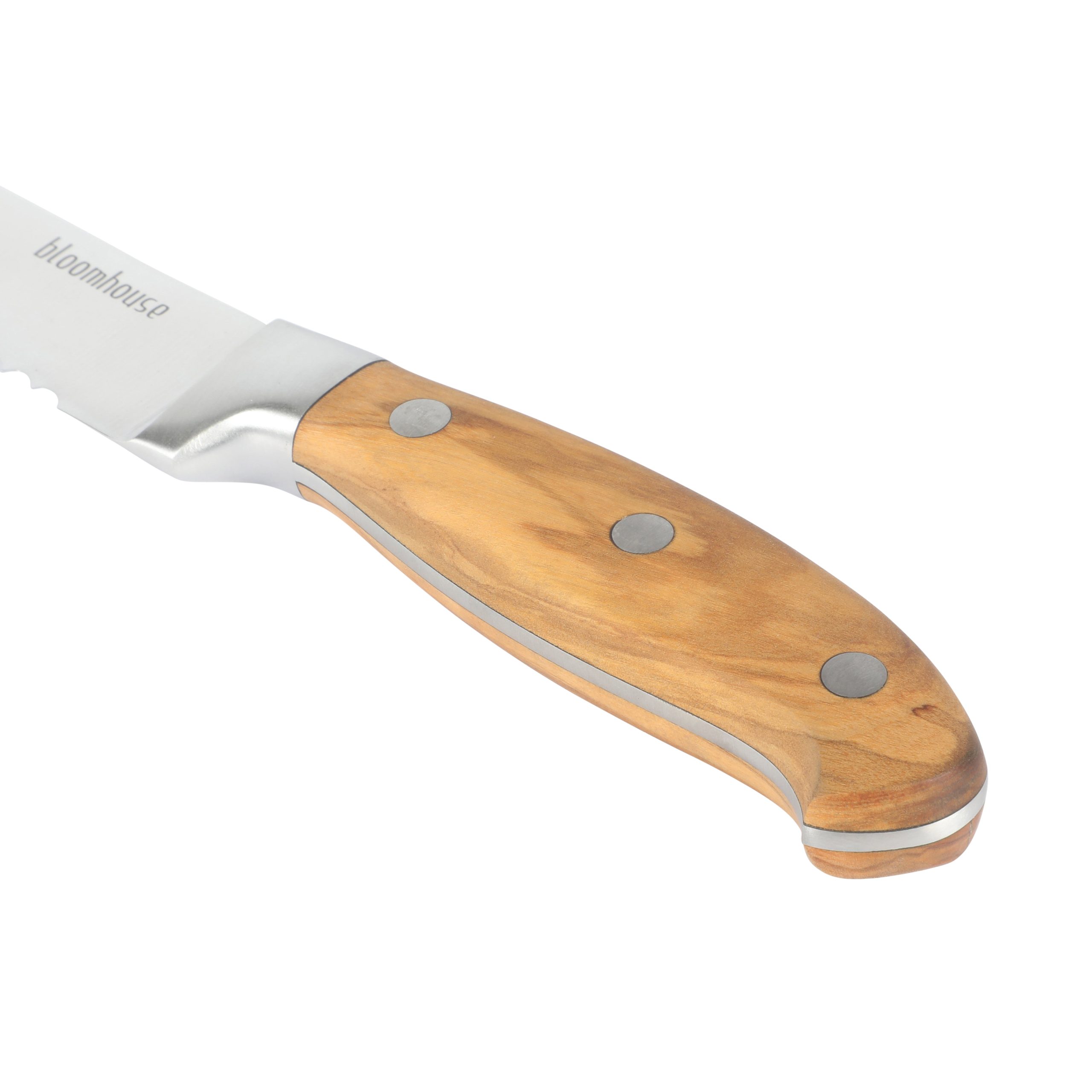 Bloomhouse 7 Piece Italian Olive Wood Knife Block Set w/ German Forged Steel Knives - Image 3