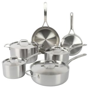 Sur La Table Pike and Pine 10-Piece Triply Stainless Steel Cookware Set w/ Stainless Steel Lids and Cast Handles