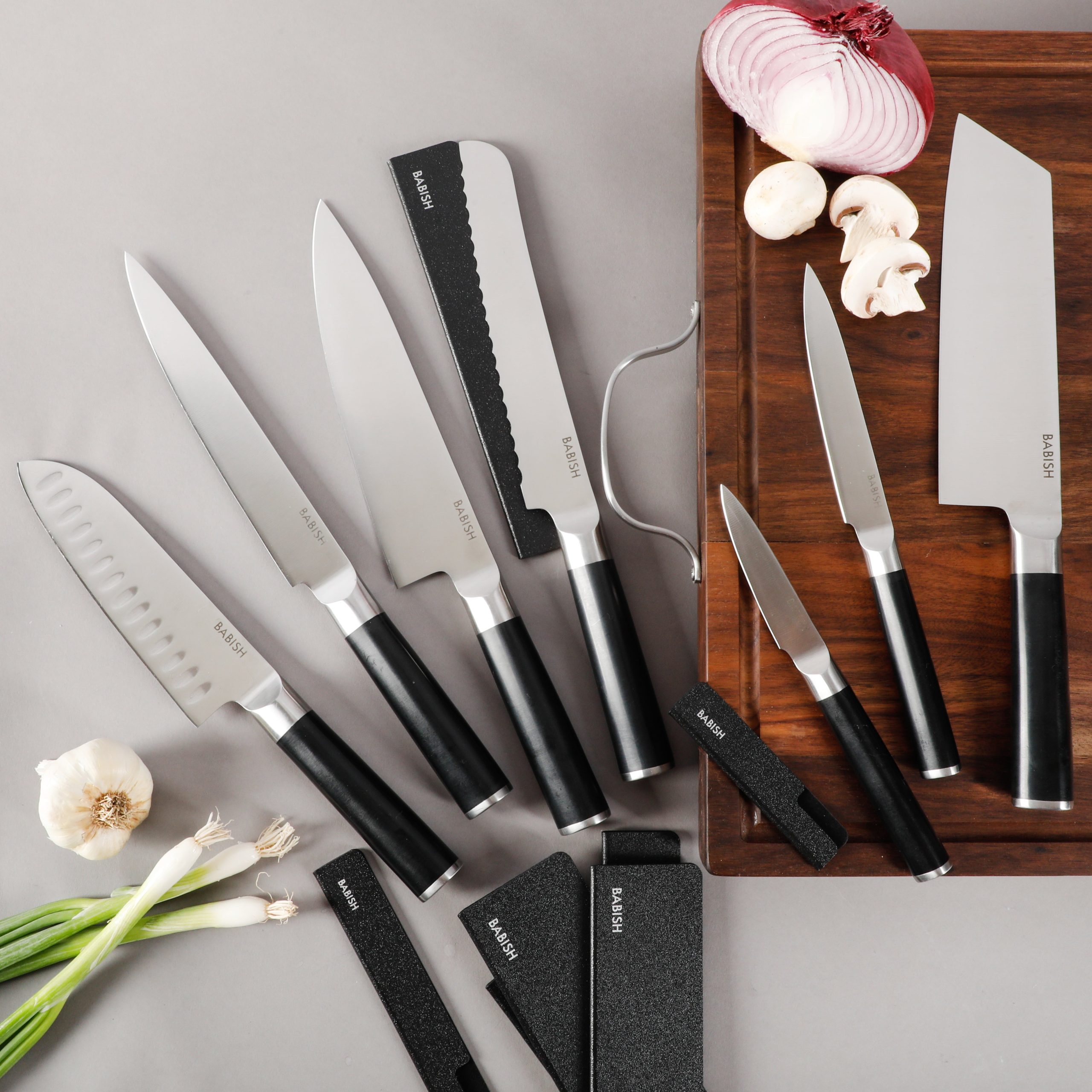 Babish High-Carbon 1.4116 German Steel 14 Piece Full Tang Forged Knife Set W/ Sheaths - Image 3